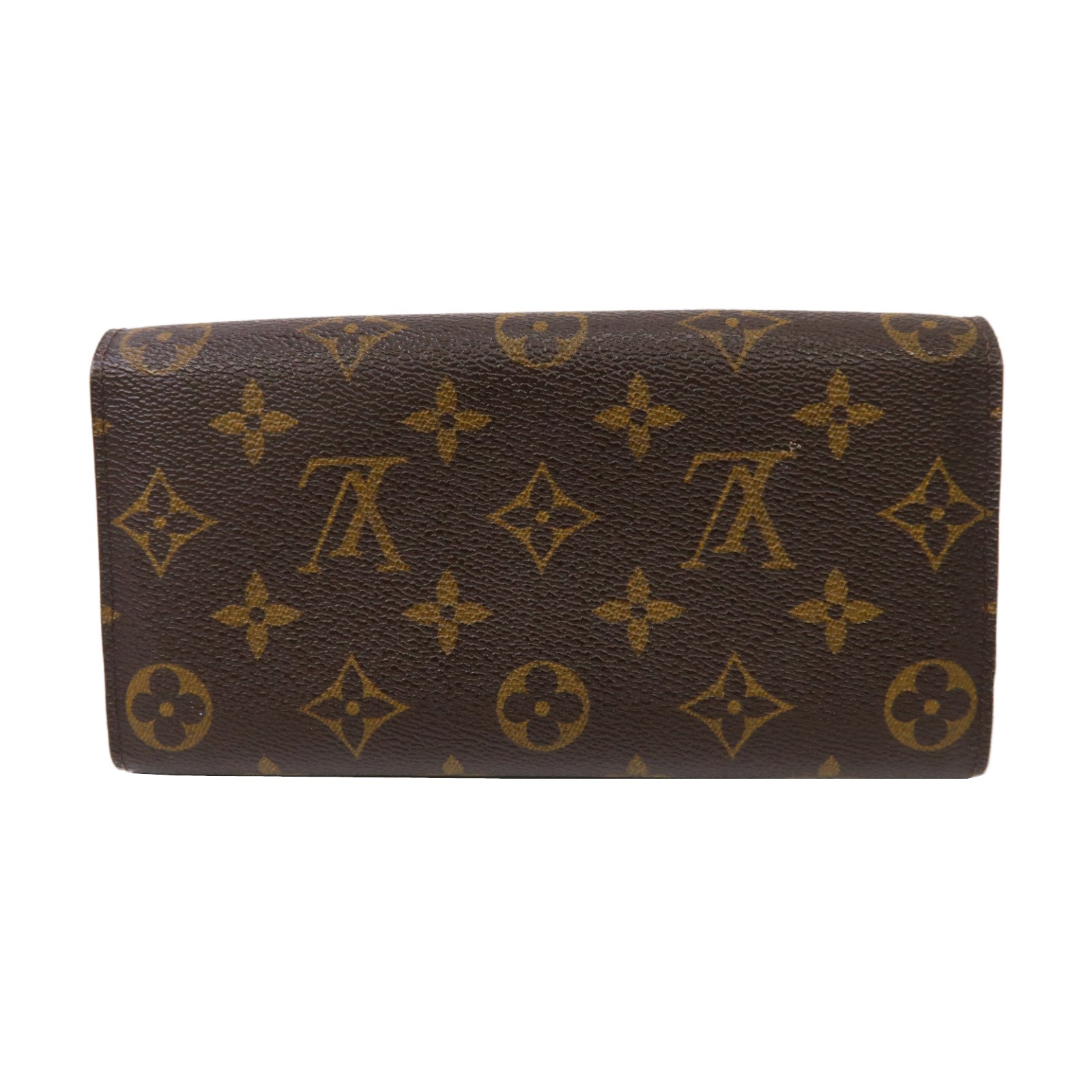 LOUIS VUITTON Monogram Portefeuille Sarah Wallet金扣折疊長錢包啡色