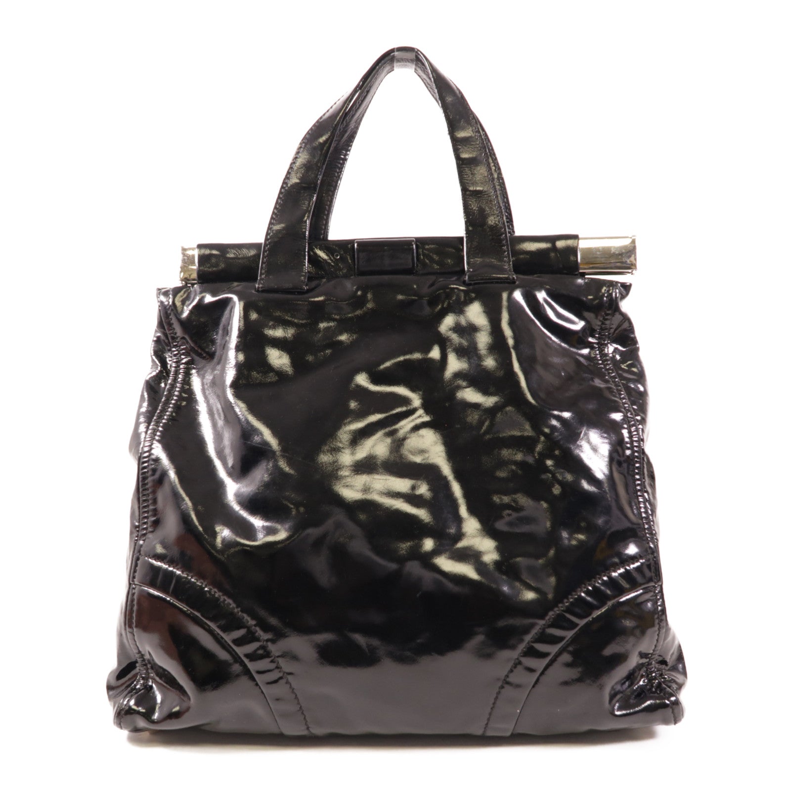 Miu Miu 漆皮皮革Hand Bag銀扣手挽袋