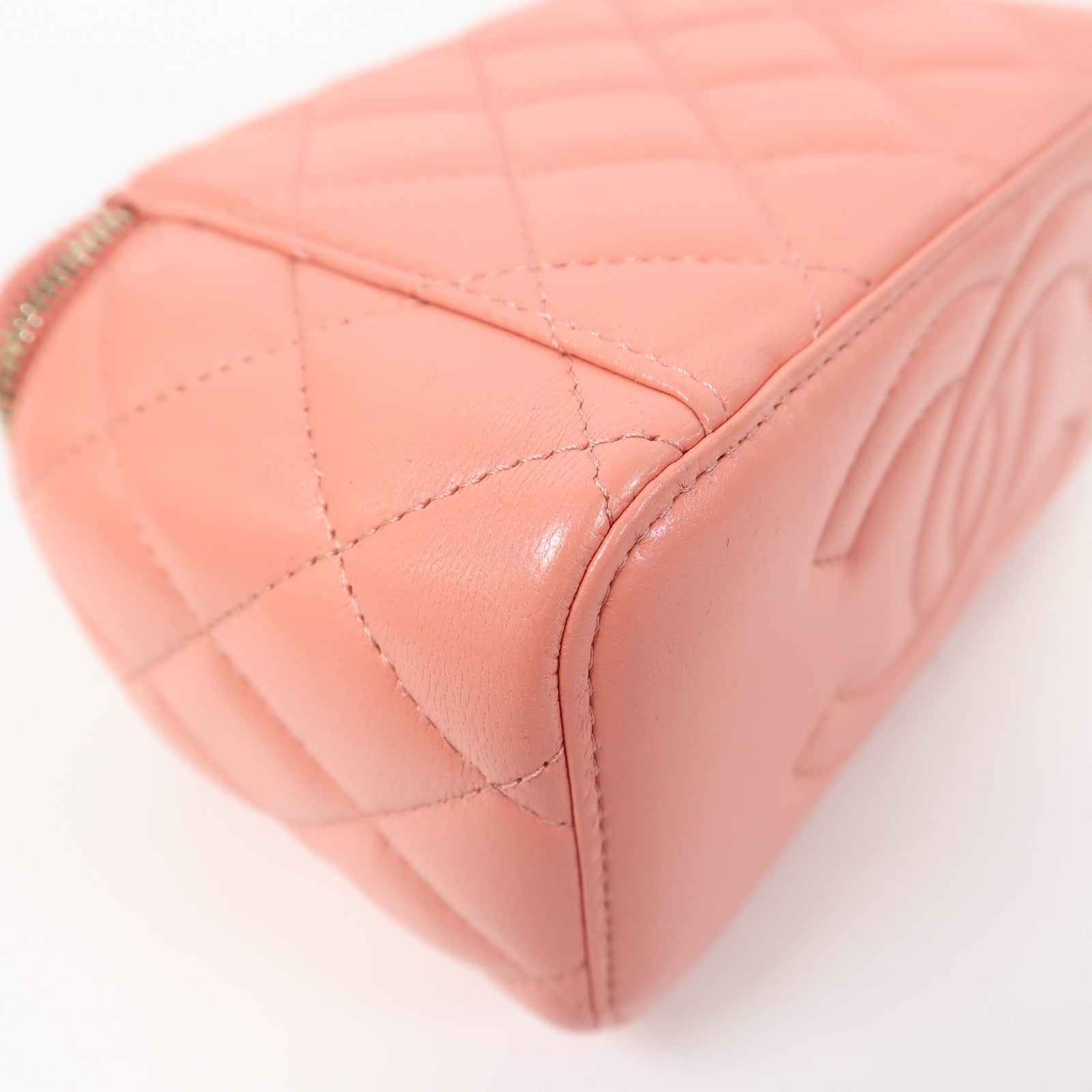 CHANEL 【激減優惠】菱格羊皮皮革Vanity Case金扣手挽肩背兩用袋粉紅色