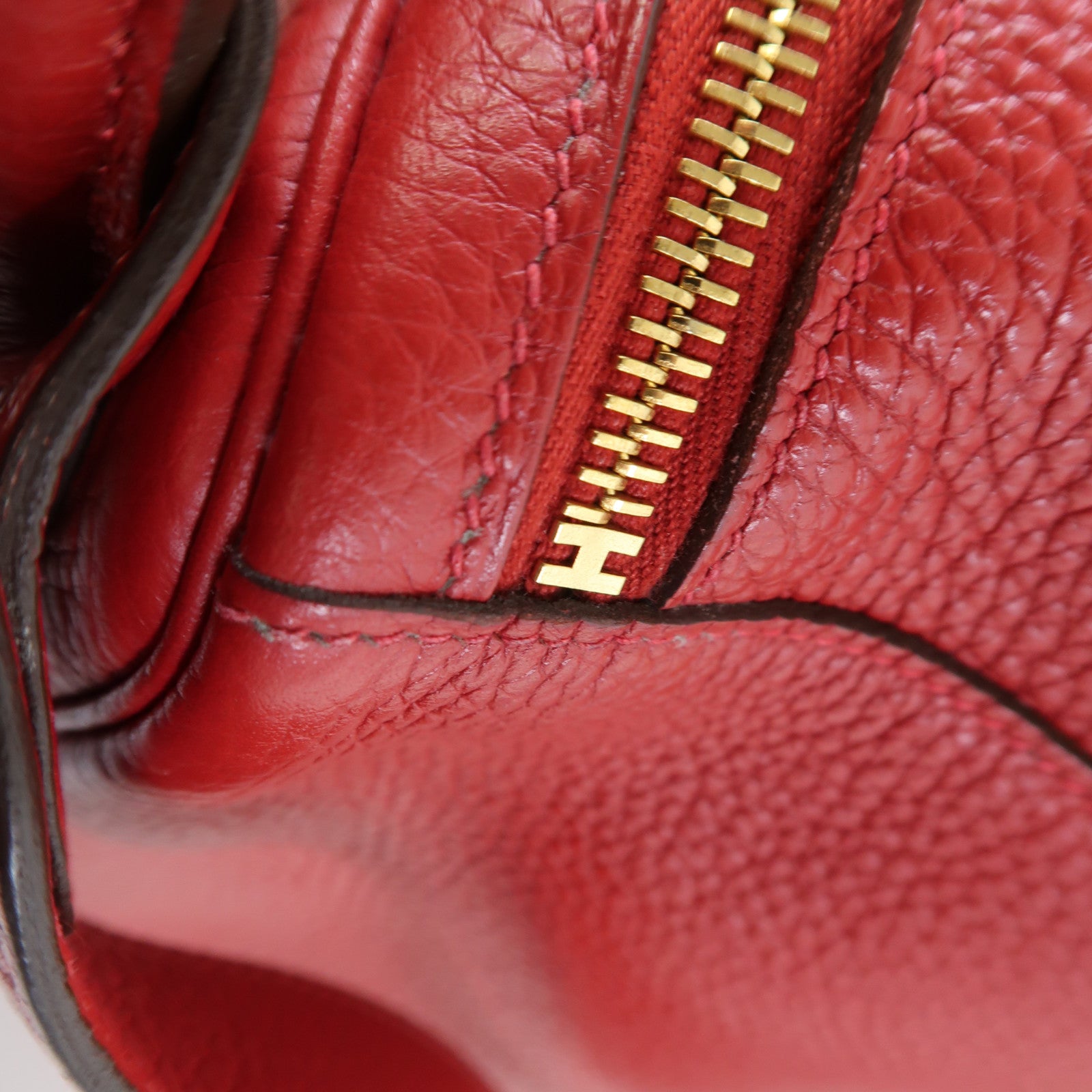 HERMES Clemence皮革Lindy 30金扣手挽肩背兩用袋法拉利紅色