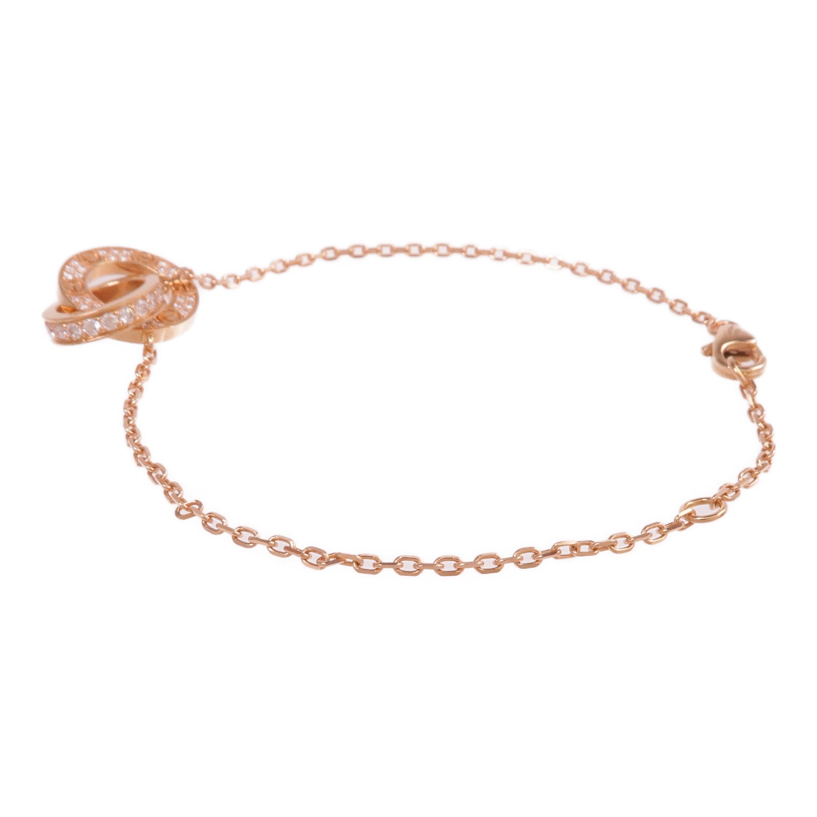 CARTIER 18K玫瑰金Love Bracelet On Chain Paved鑽石手鏈
