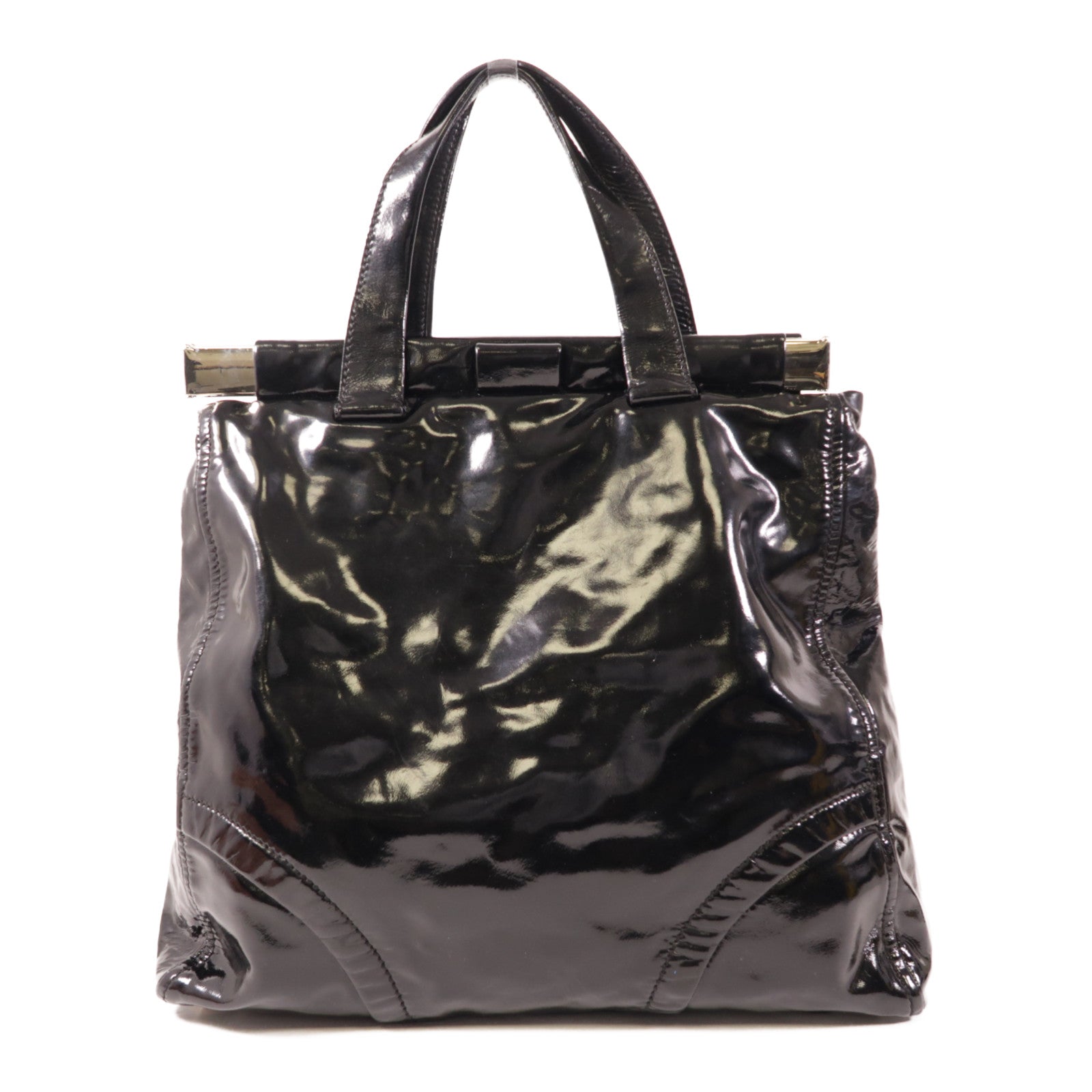 Miu Miu 漆皮皮革Hand Bag銀扣手挽袋