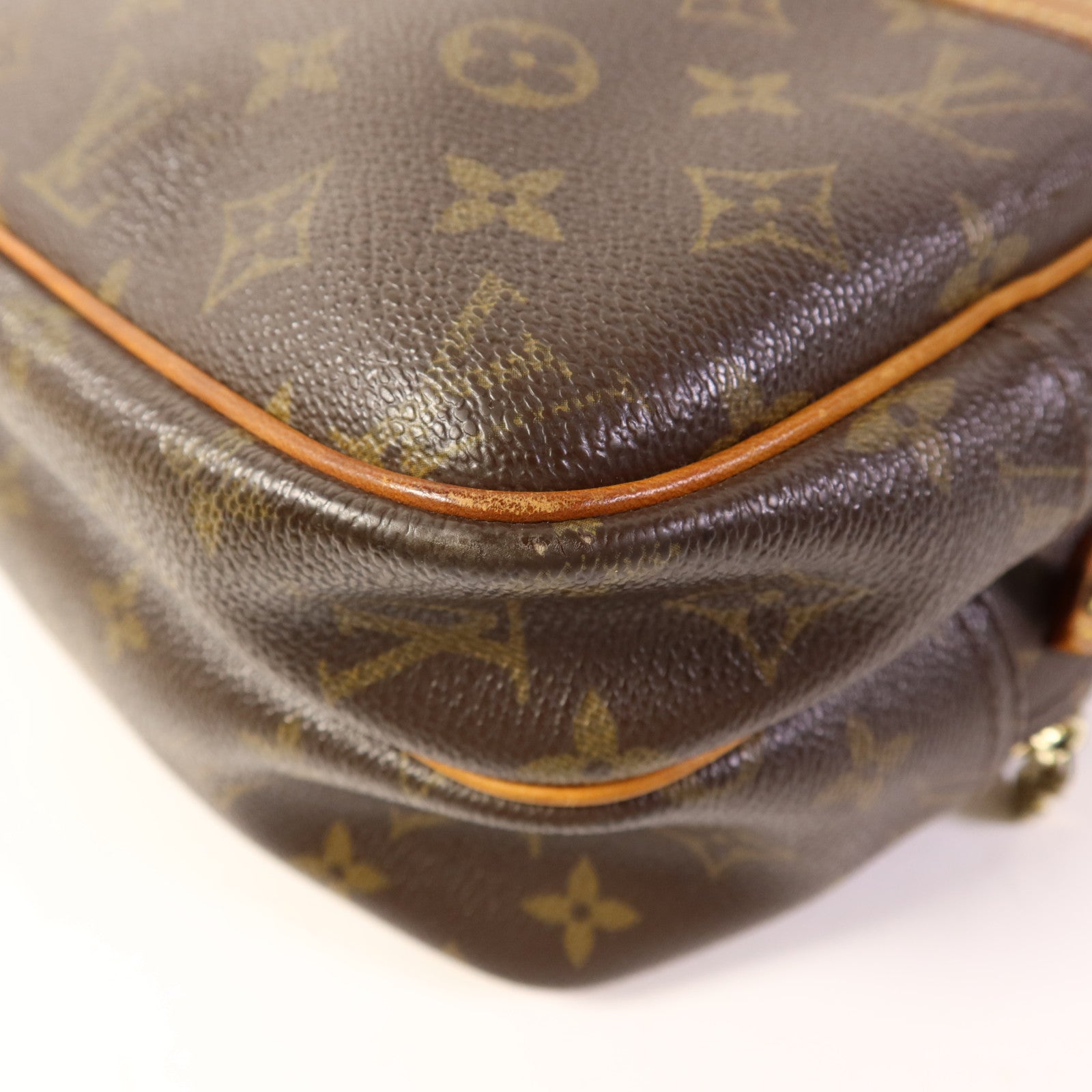 LOUIS VUITTON Monogram Reporter PM金扣肩背袋棕色