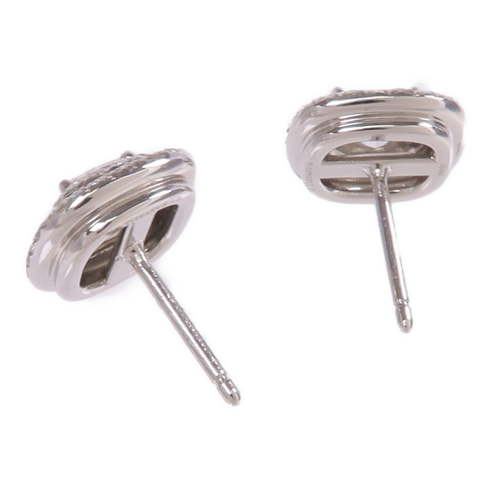TIFFANY＆CO PT950鉑金Cushion Double Soleste Earrings鑽石耳環