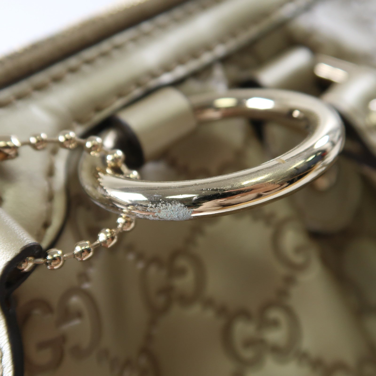 GUCCI 牛皮皮革2 Way Shoulder金扣手挽肩背兩用袋金色