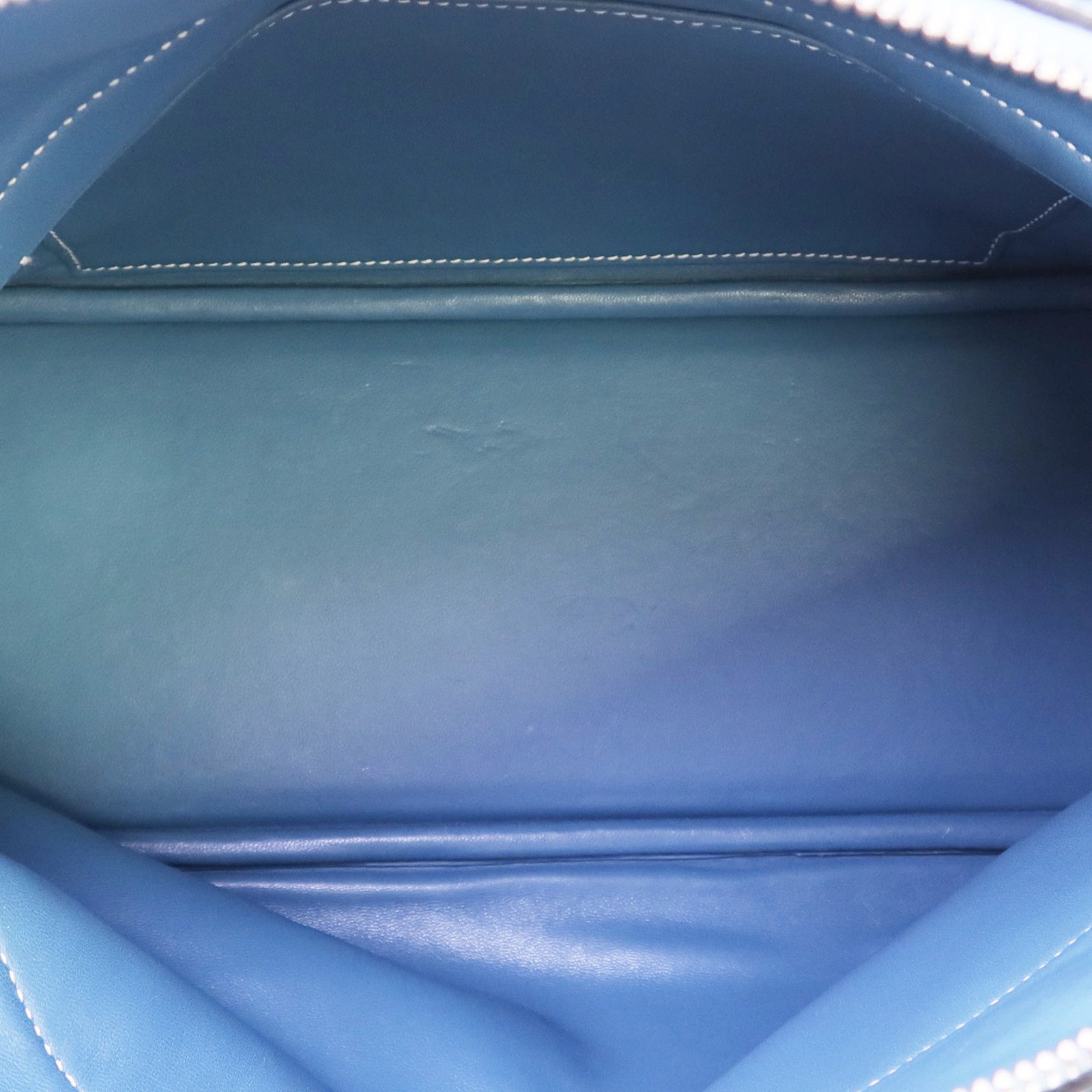 HERMES Clemence皮革Bolide 31銀扣手挽肩背兩用袋Bleu Jean
