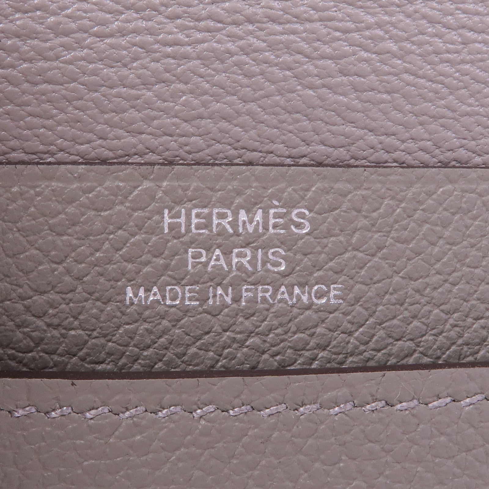 HERMES Evercolor皮革Porte-Cartes銀扣卡片套Gris Meyer