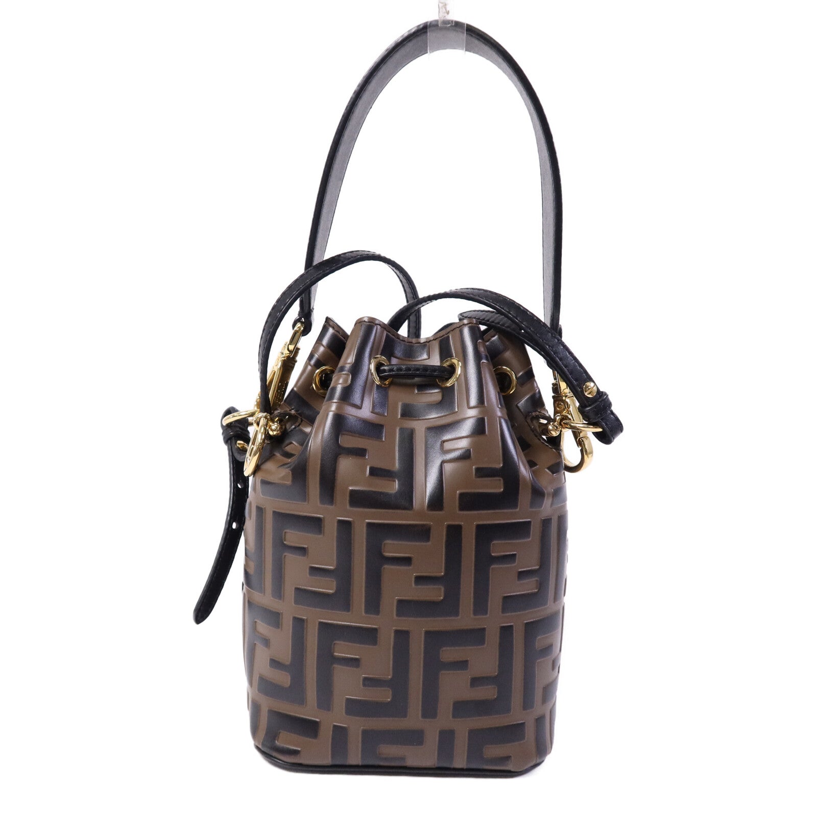 FENDI 牛皮皮革Mon Tresor Mini金扣手挽肩背兩用袋