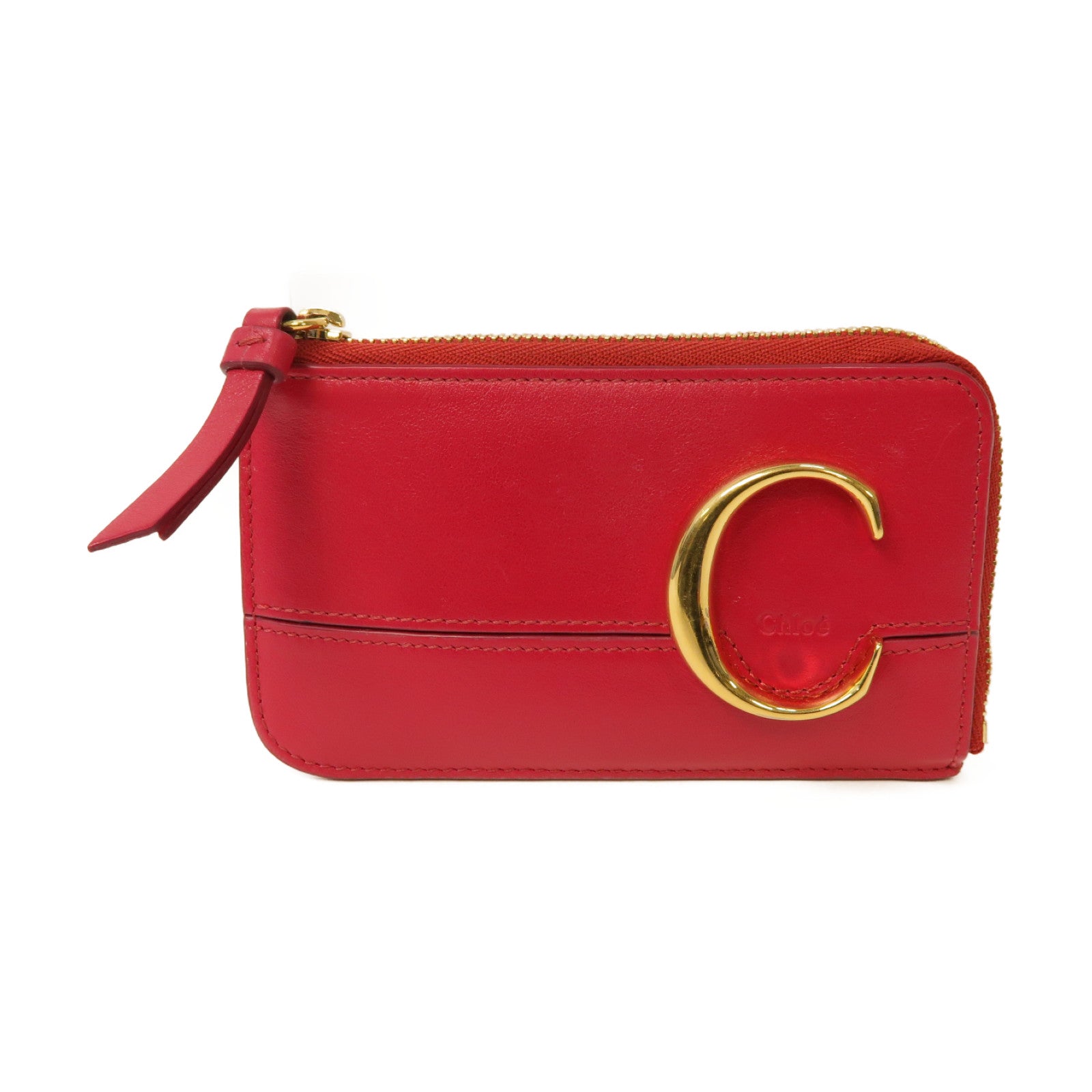 Chloe 【激減優惠】牛皮皮革Card case金扣卡片套紅色