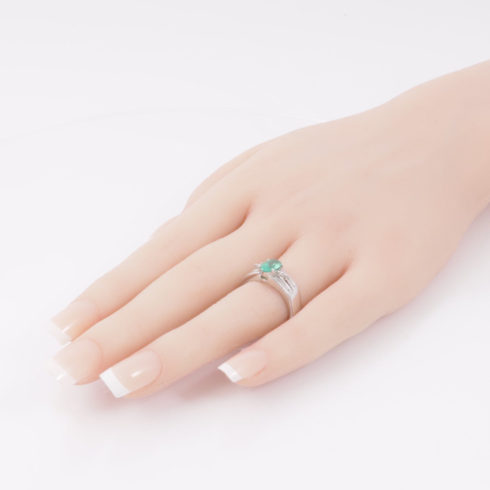 JEWELRY 【激減優惠】PT900鉑金Emerald/Diamond Ring綠寶石/鑽石戒指US#6.5