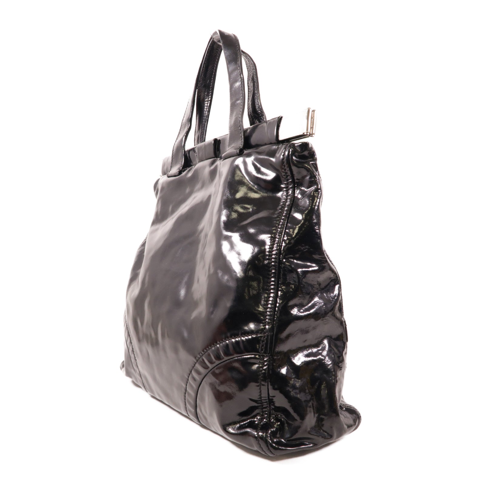 Miu Miu 漆皮皮革Hand Bag銀扣手挽袋