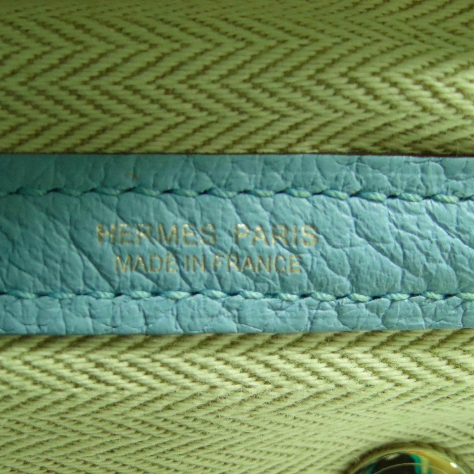 HERMES Country皮革Garden Party TPM銀扣手挽袋Bleu Atoll