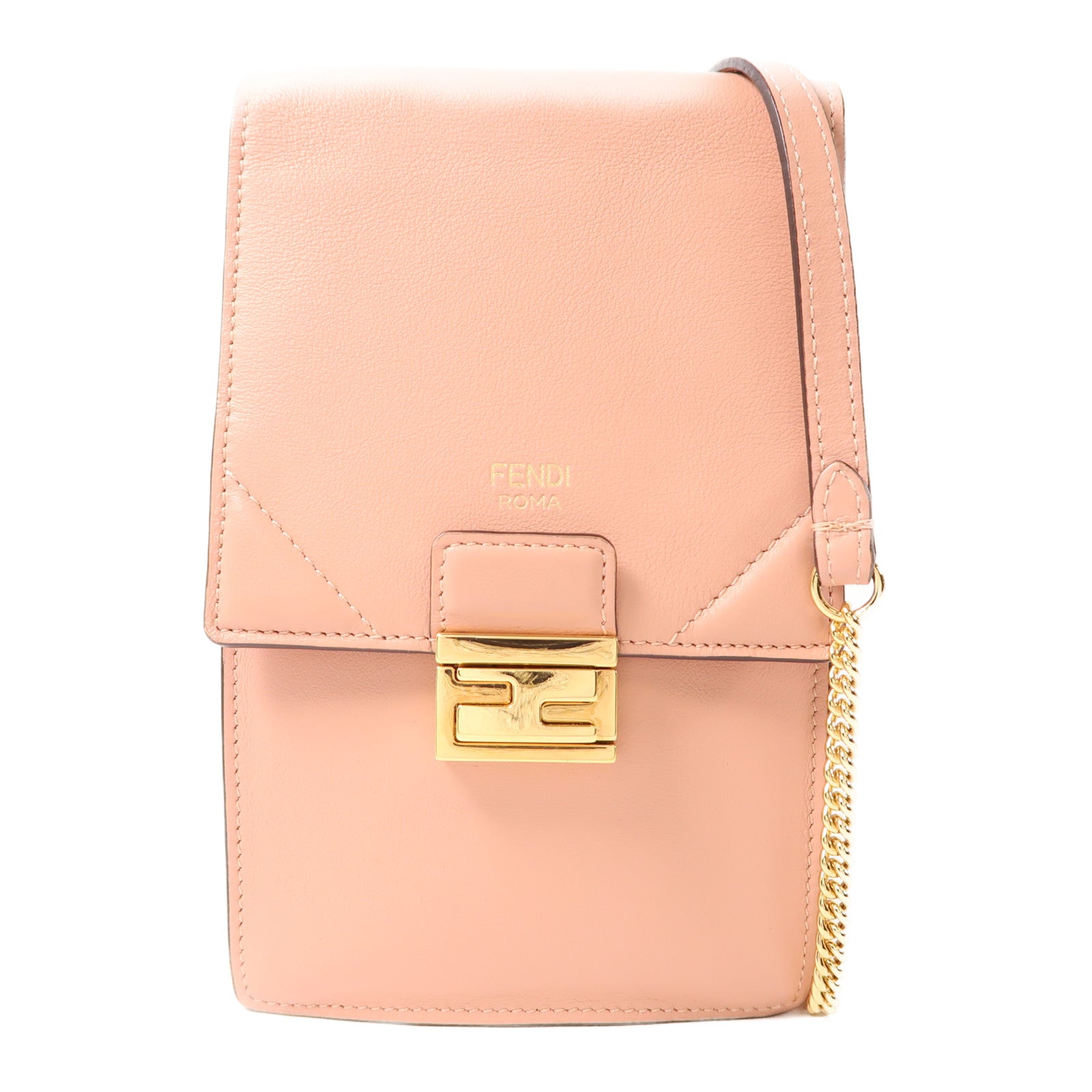 FENDI 牛皮皮革Phone Bag金扣鏈帶肩背袋