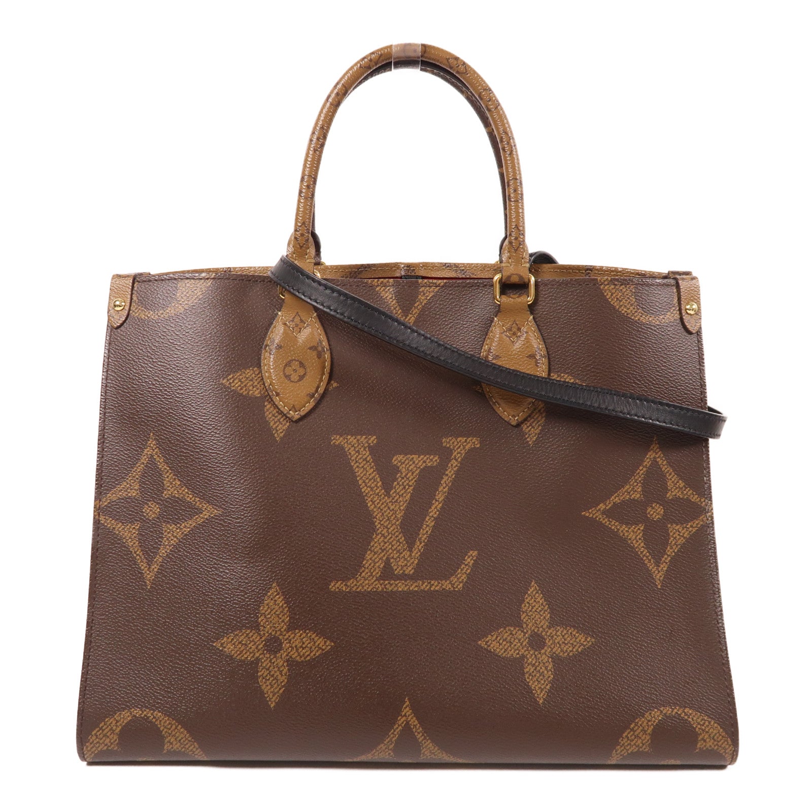 LOUIS VUITTON Monogram Giant On The Go MM金扣手挽肩背兩用袋
