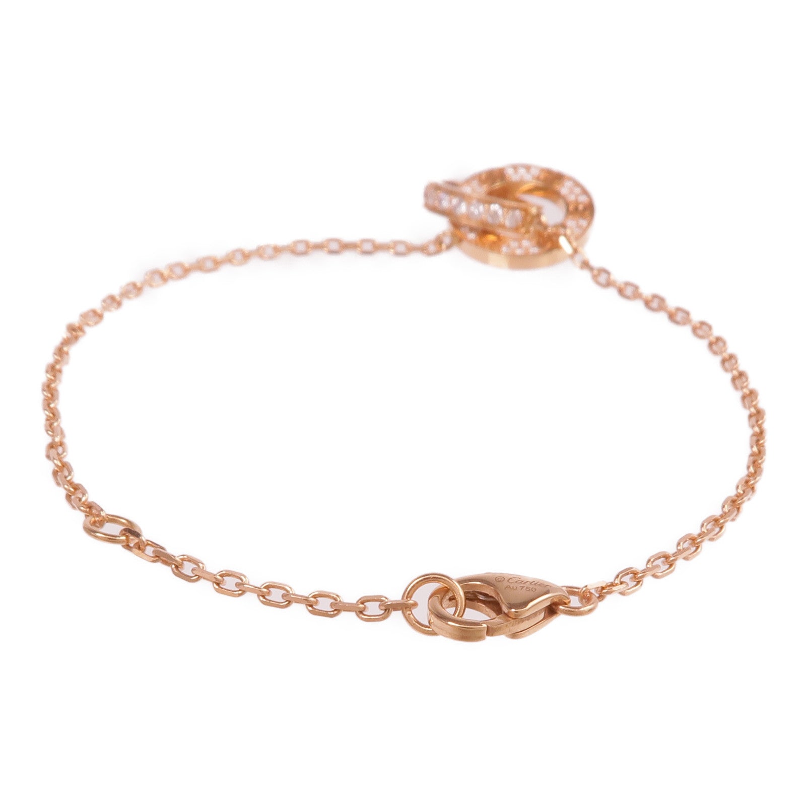 CARTIER 18K玫瑰金Love Bracelet On Chain Paved鑽石手鏈