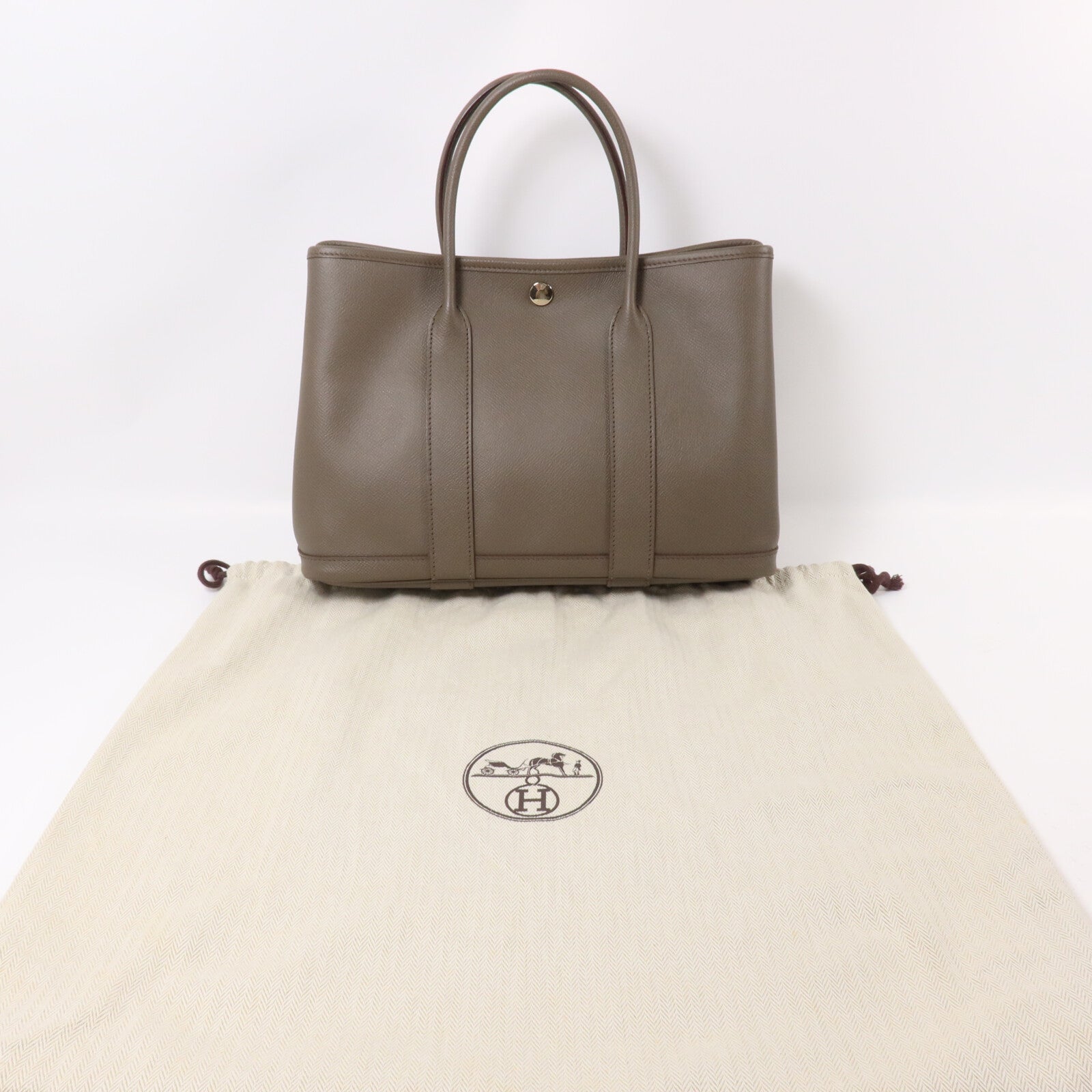 HERMES Epsom皮革Garden Party TPM手挽袋Etain
