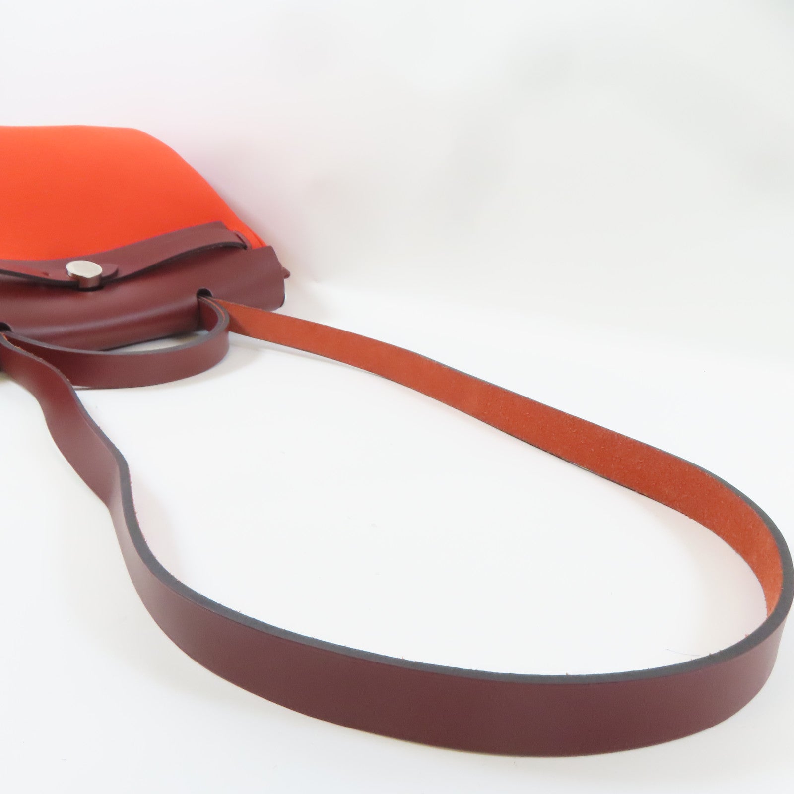 HERMES 帆布/皮革Herbag PM銀扣手挽肩背兩用袋紅色