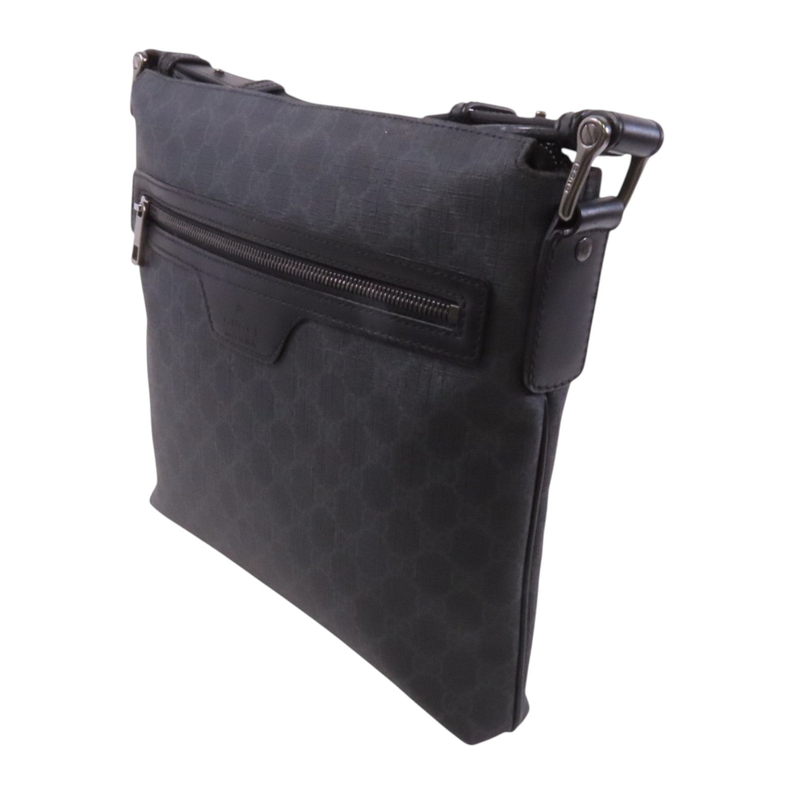 GUCCI 塗層帆布GG Supreme Messenger銀扣肩背袋