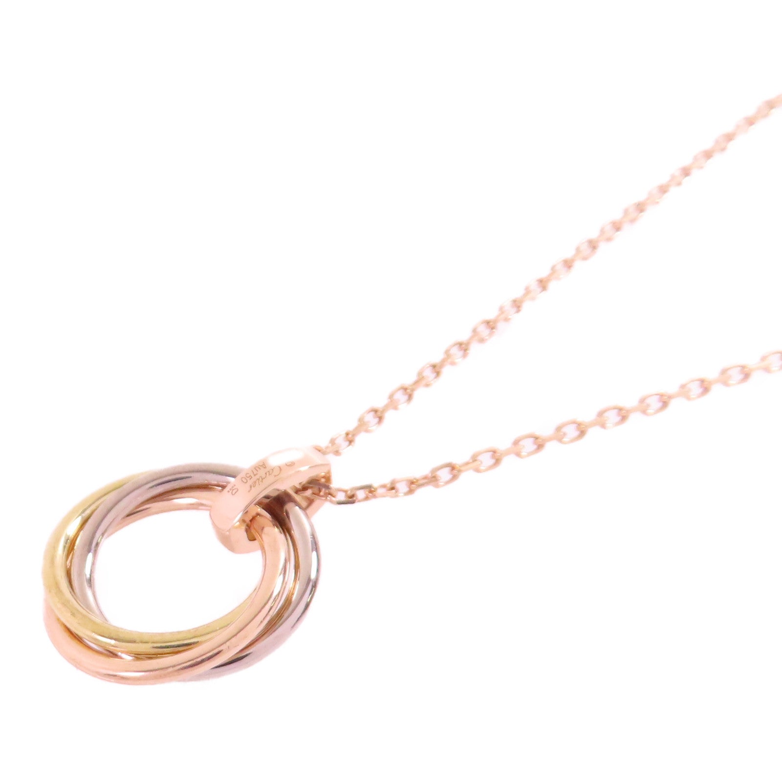 CARTIER 18K玫瑰金/黃金/白金/鑽石Trinity Diamond Necklace金扣項鏈