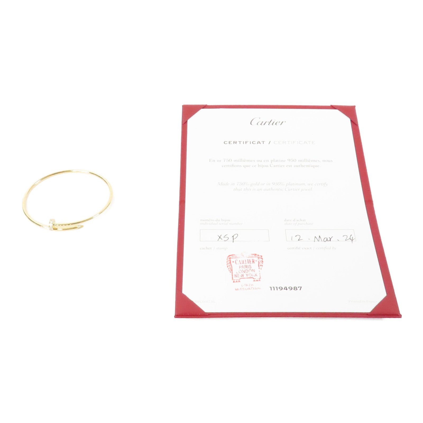 CARTIER 18K黃金Juste Un Clou Blaceret手鐲金色Cartier#16