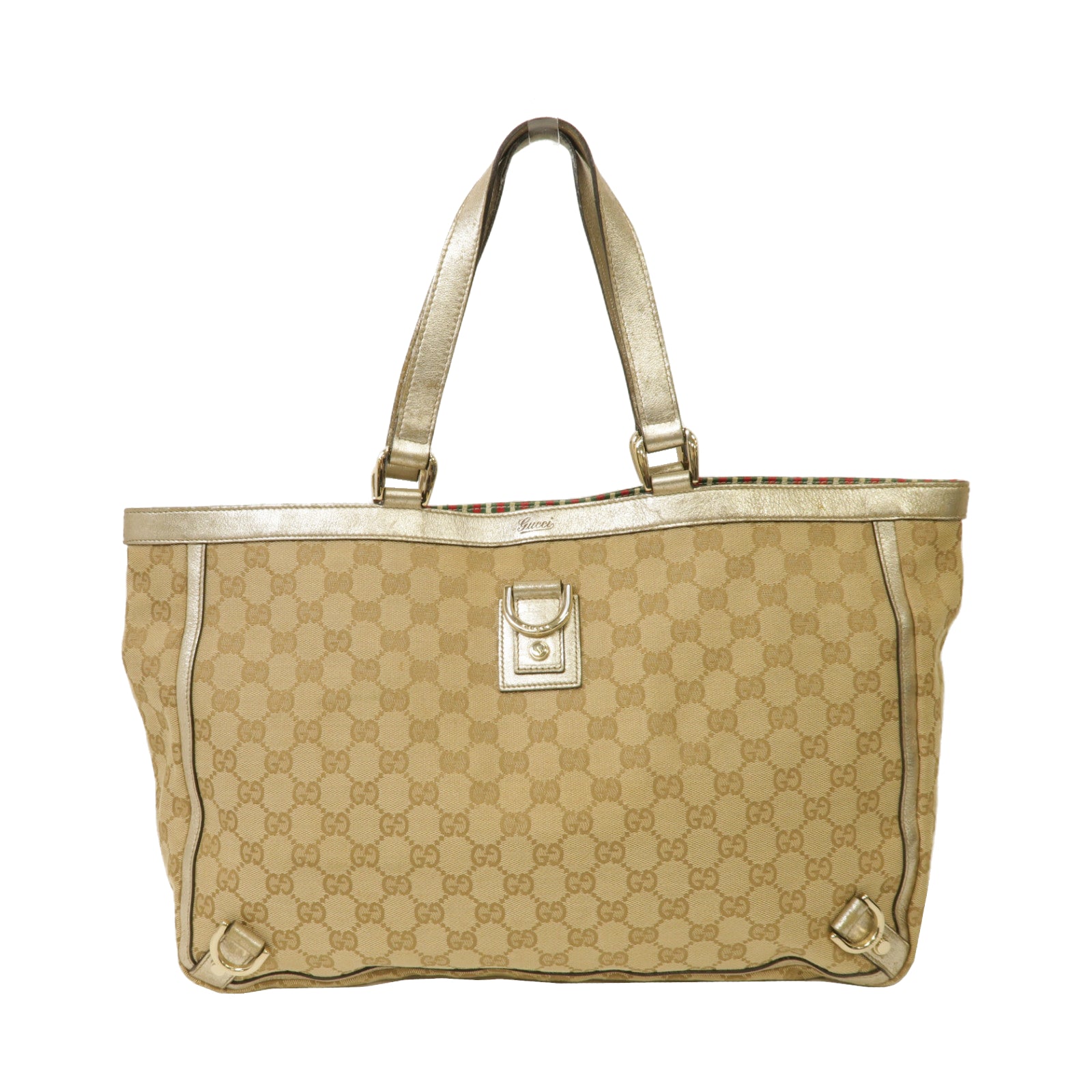 GUCCI 【激減優惠】帆布Abbey Tote Bag金扣手挽袋金色