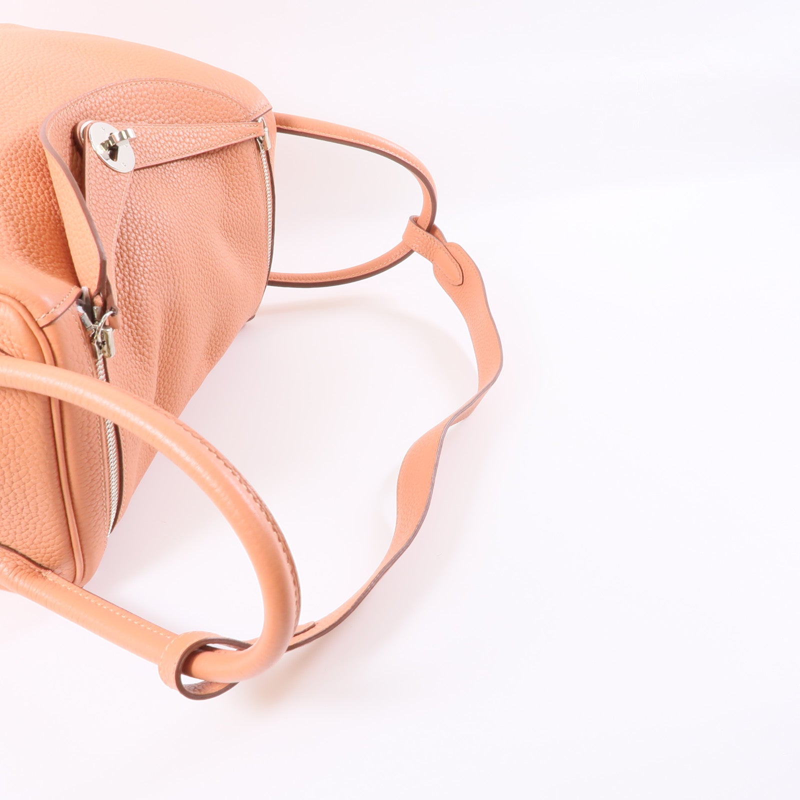 HERMES PHW Lindy 30 Shoulder Bag Clemence Leather Crevette
