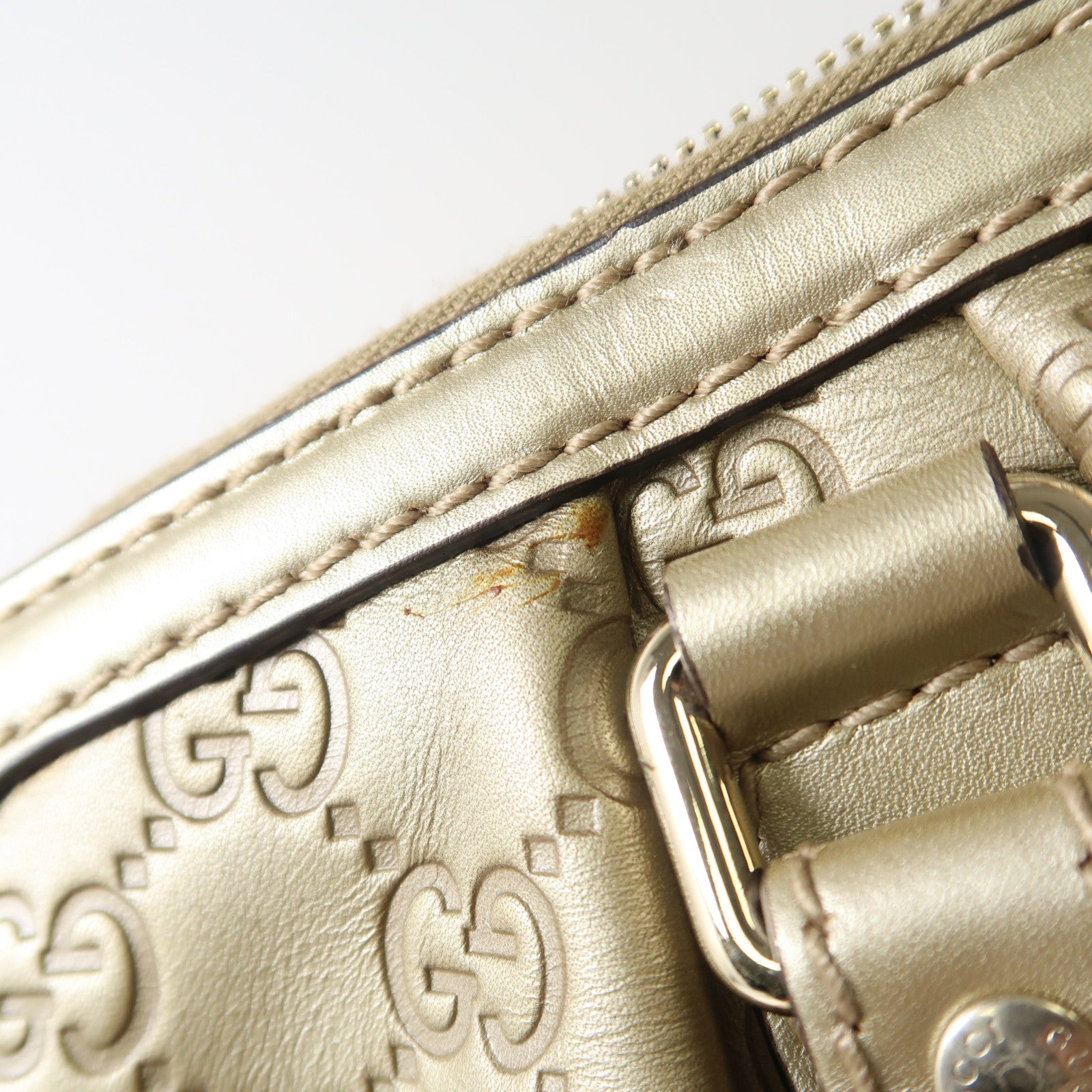 GUCCI 牛皮皮革2 Way Shoulder金扣手挽肩背兩用袋金色
