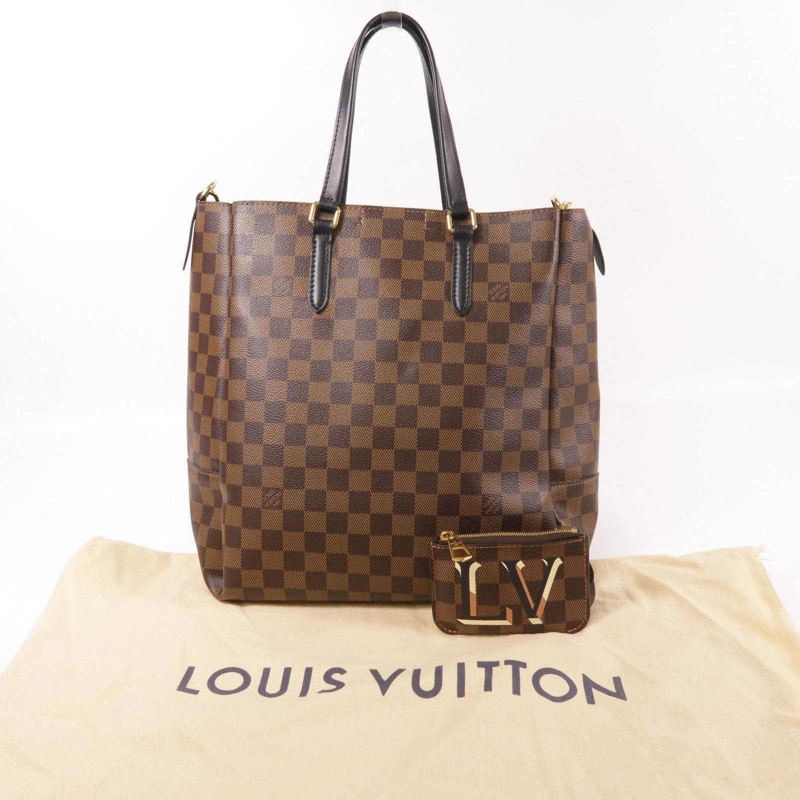 LOUIS VUITTON Damier Belmont金扣手挽肩背兩用袋