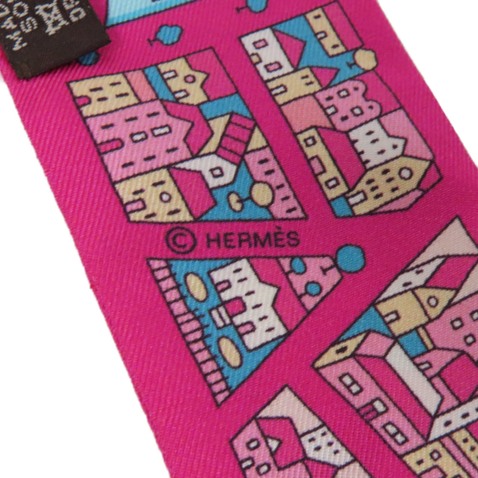 HERMES 絲質Twilly絲巾紅色