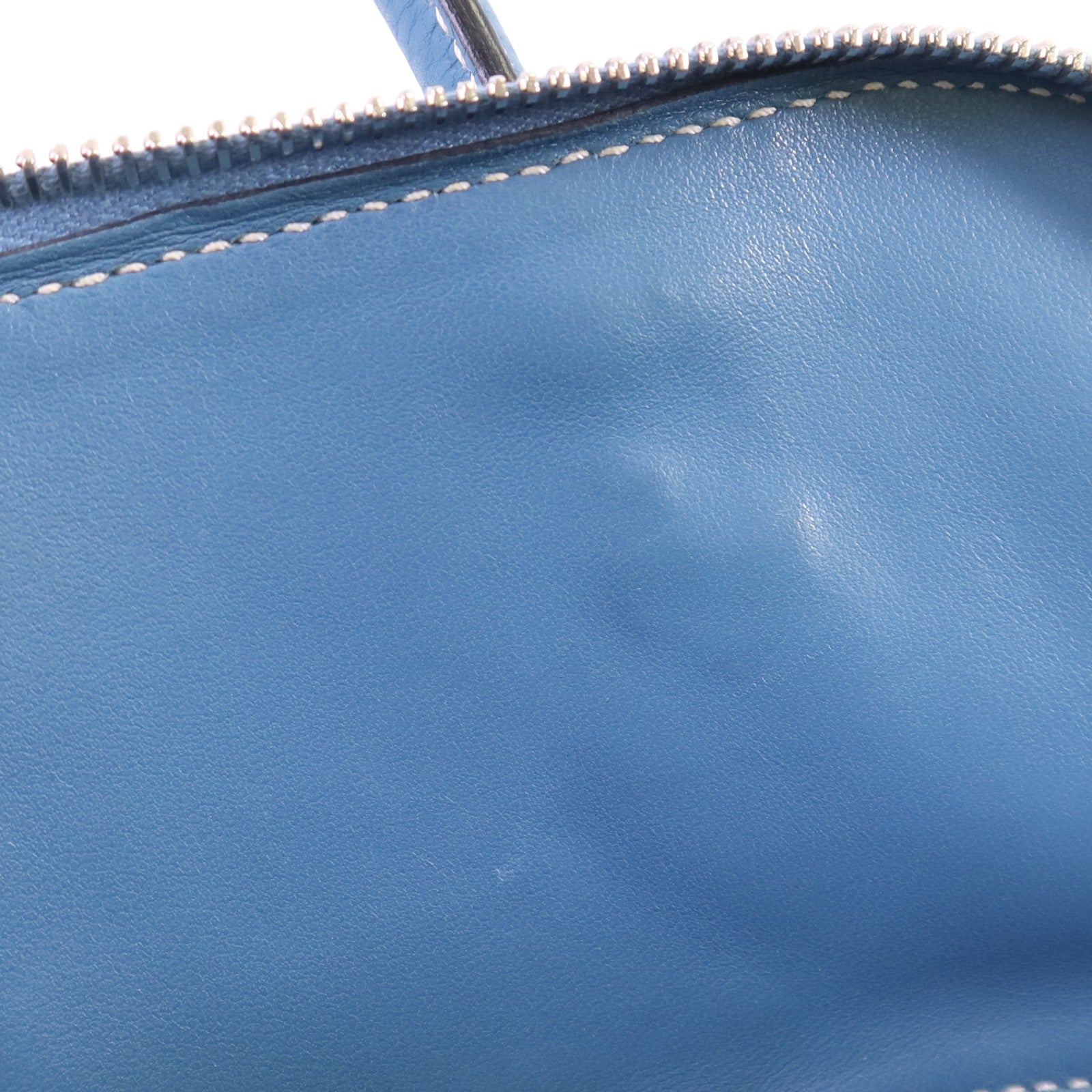 HERMES Clemence皮革Bolide 31銀扣手挽肩背兩用袋Bleu Jean