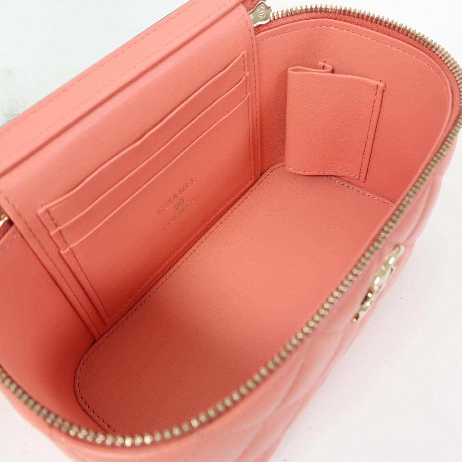 CHANEL 【激減優惠】菱格羊皮皮革Vanity Case金扣手挽肩背兩用袋粉紅色