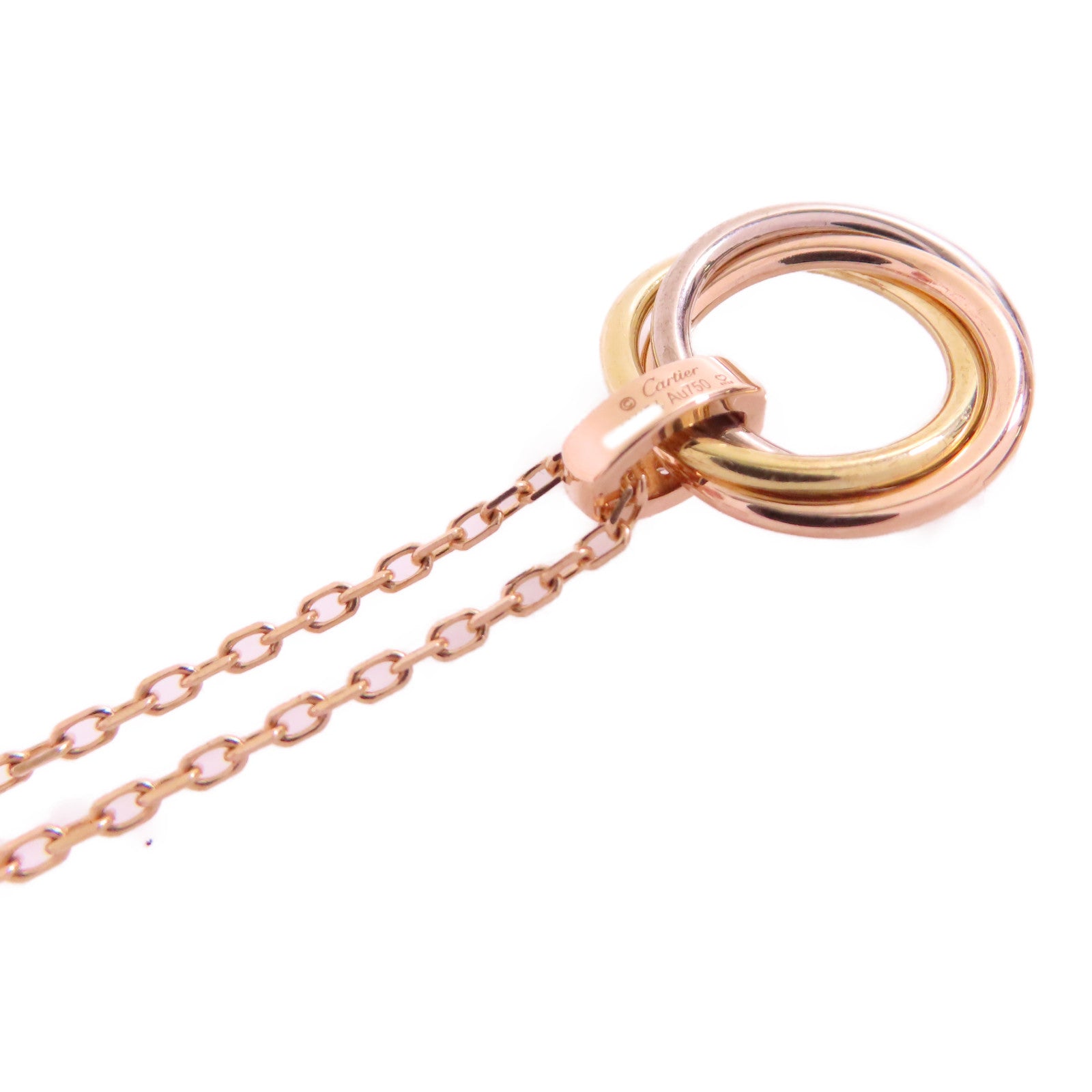 CARTIER 18K玫瑰金/黃金/白金/鑽石Trinity Diamond Necklace金扣項鏈