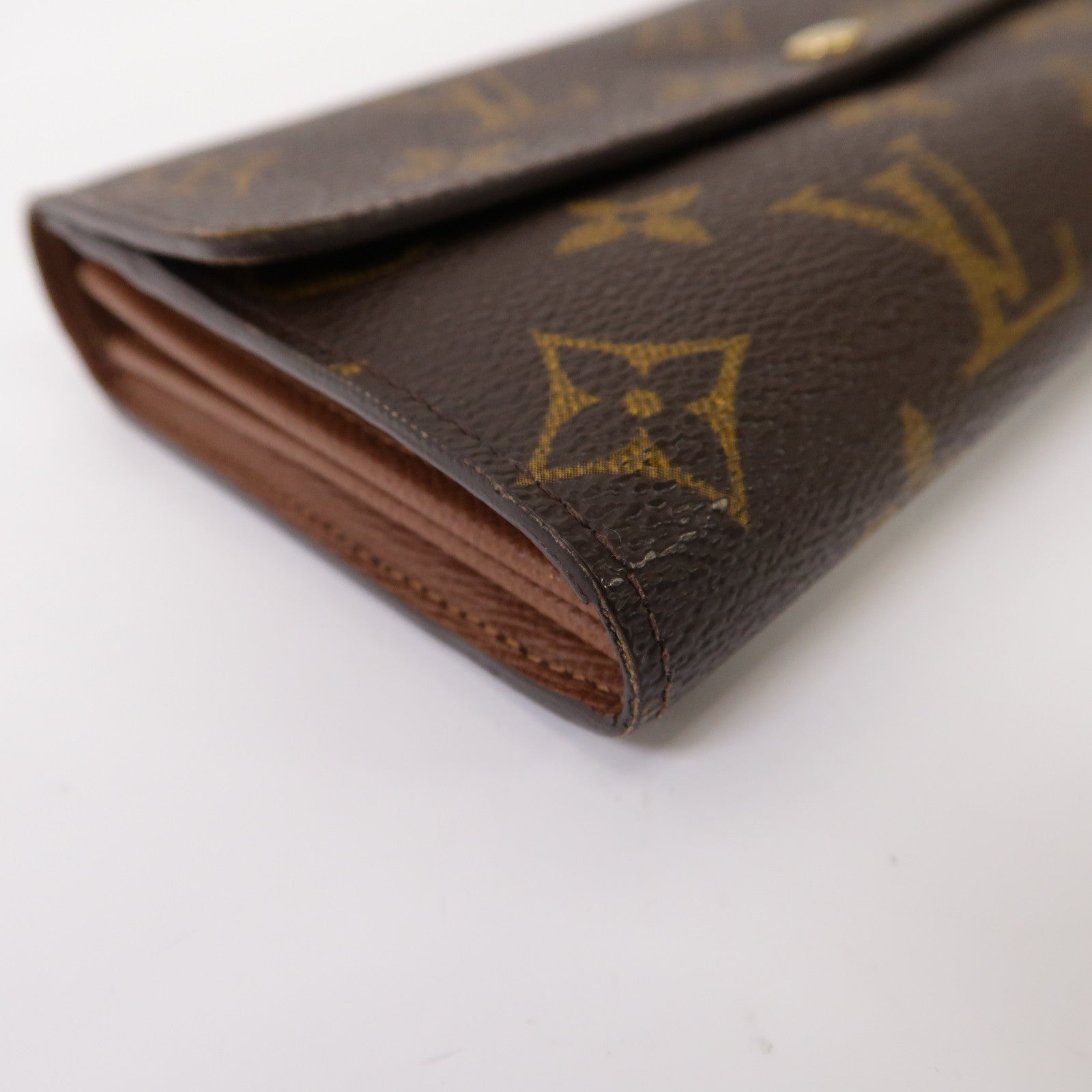 LOUIS VUITTON Monogram Portefeuille Sarah Wallet金扣折疊長錢包啡色