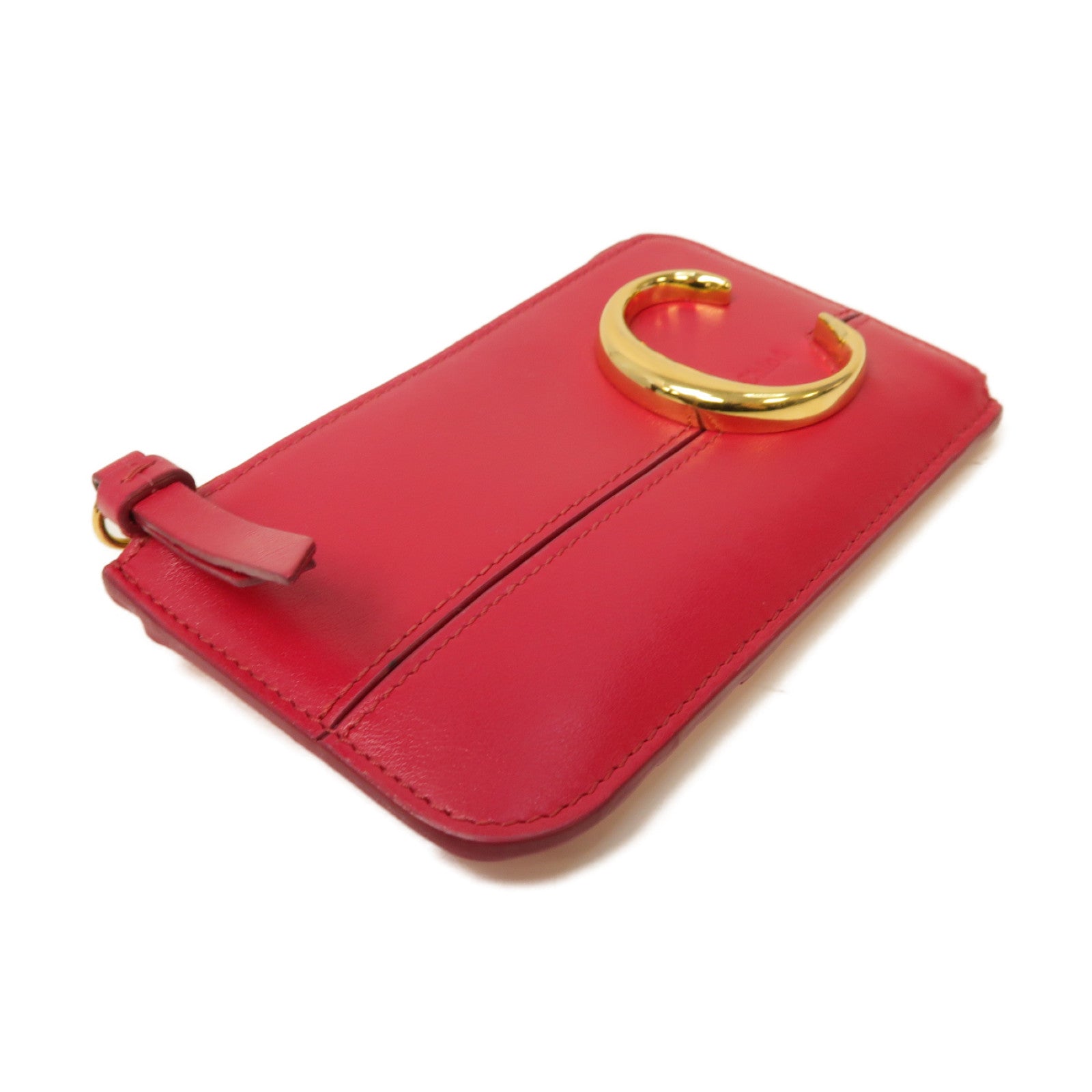Chloe 【激減優惠】牛皮皮革Card case金扣卡片套紅色