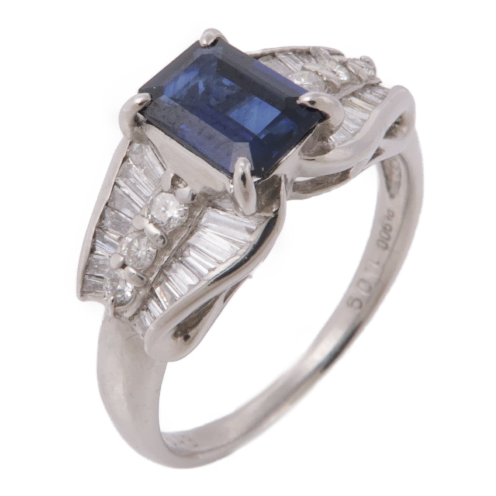 JEWELRY 【激減優惠】PT900鉑金Sapphire/Diamond Ring藍寶石/鑽石戒指US#6.25