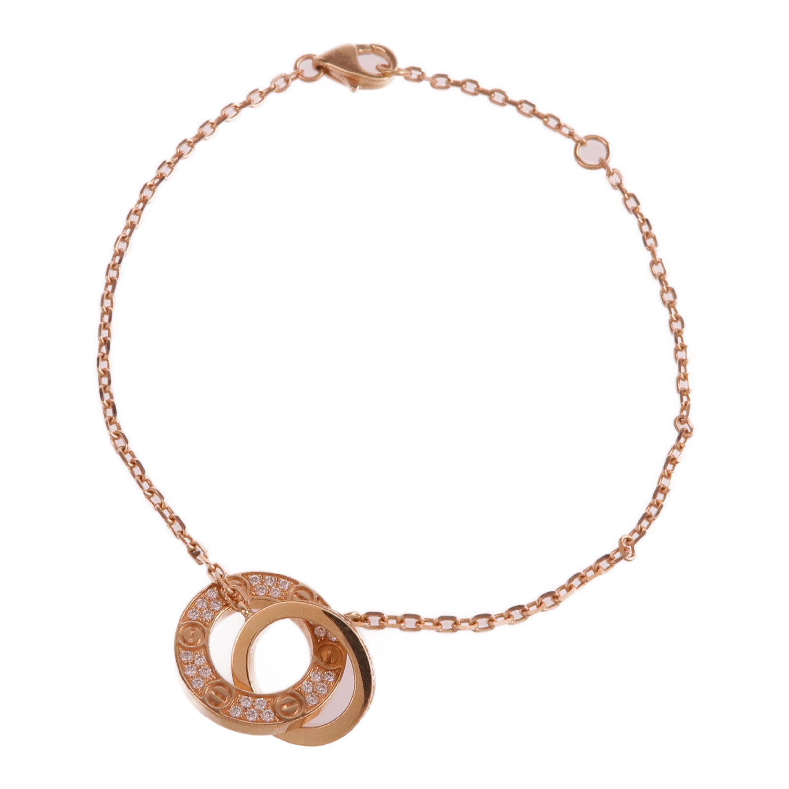 CARTIER 18K玫瑰金Love Bracelet On Chain Paved鑽石手鏈