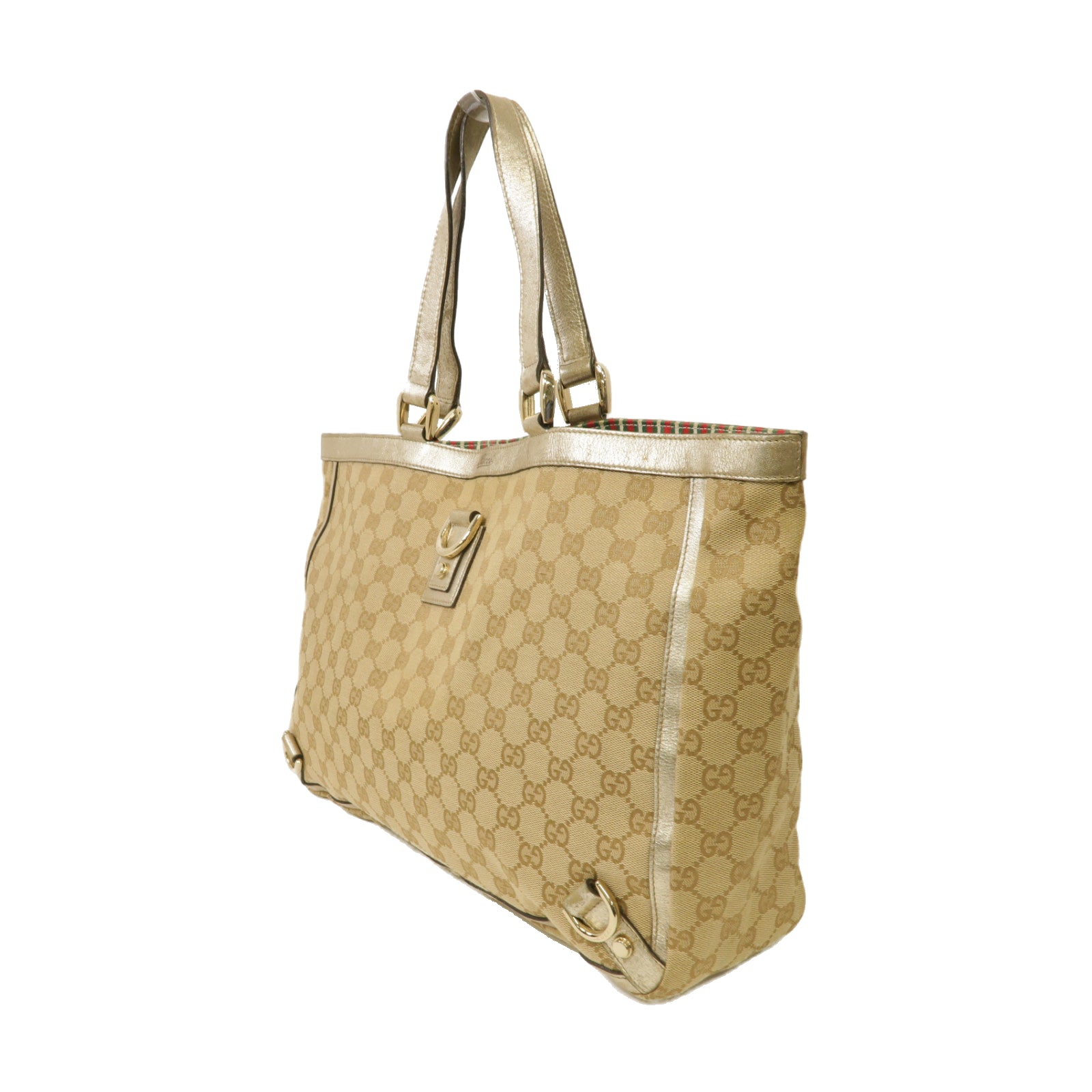 GUCCI 【激減優惠】帆布Abbey Tote Bag金扣手挽袋金色