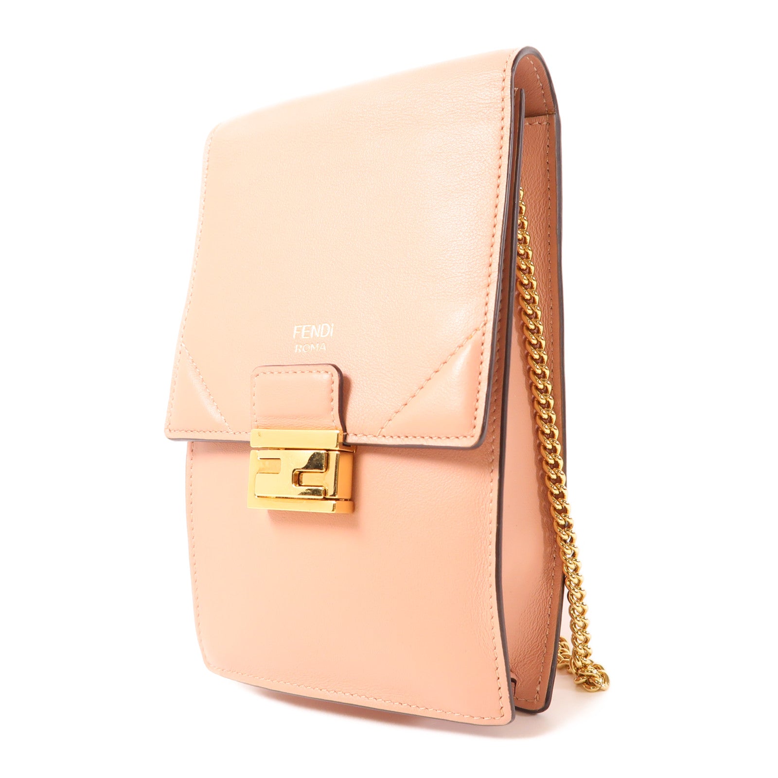 FENDI 牛皮皮革Phone Bag金扣鏈帶肩背袋