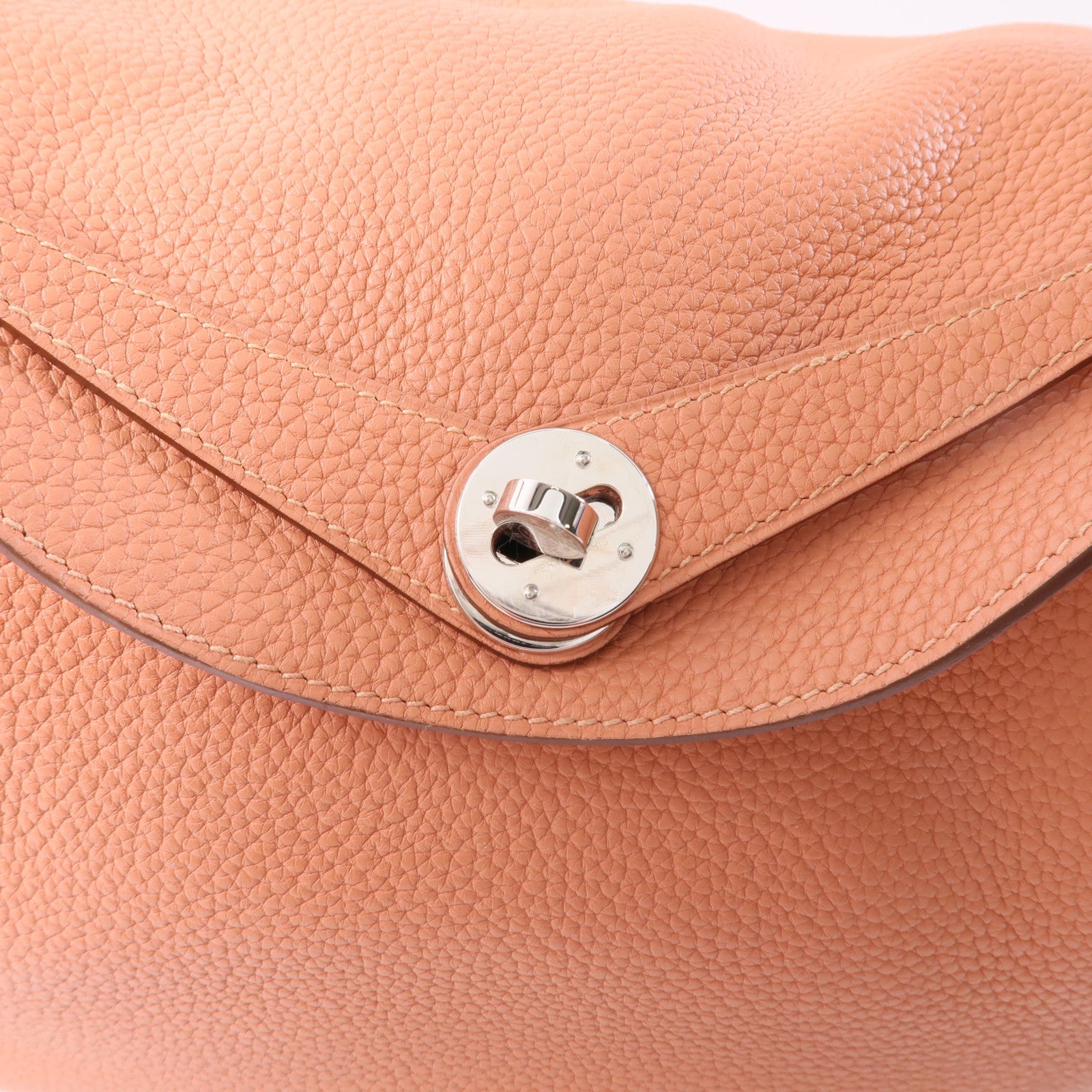 HERMES PHW Lindy 30 Shoulder Bag Clemence Leather Crevette