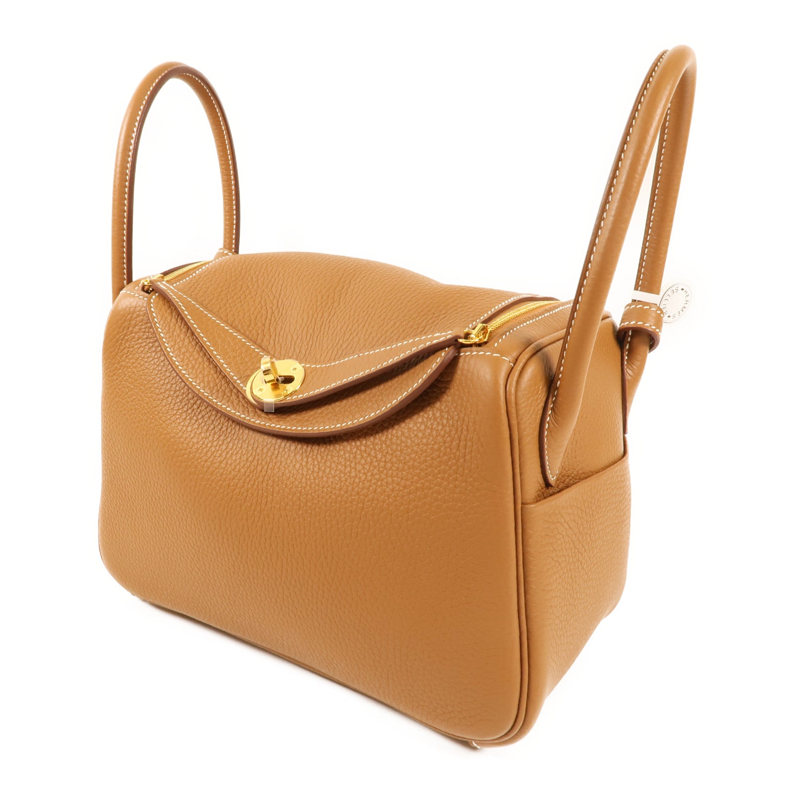 HERMES Clemence皮革Lindy 26金扣手挽肩背兩用袋37 Gold