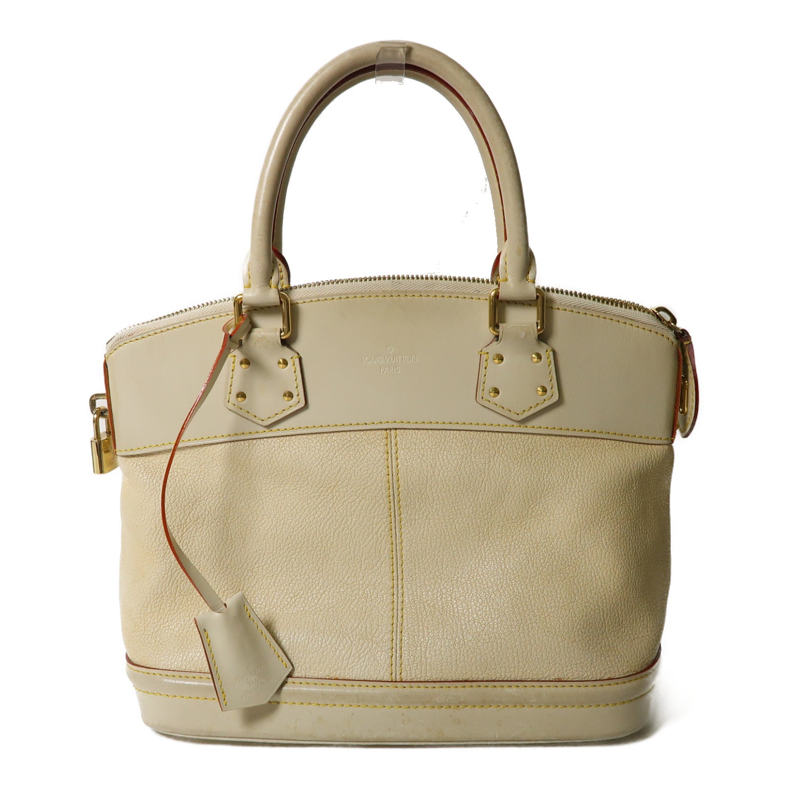 LOUIS VUITTON 【激減優惠】Suhali皮革Lockit PM金扣手挽袋米色