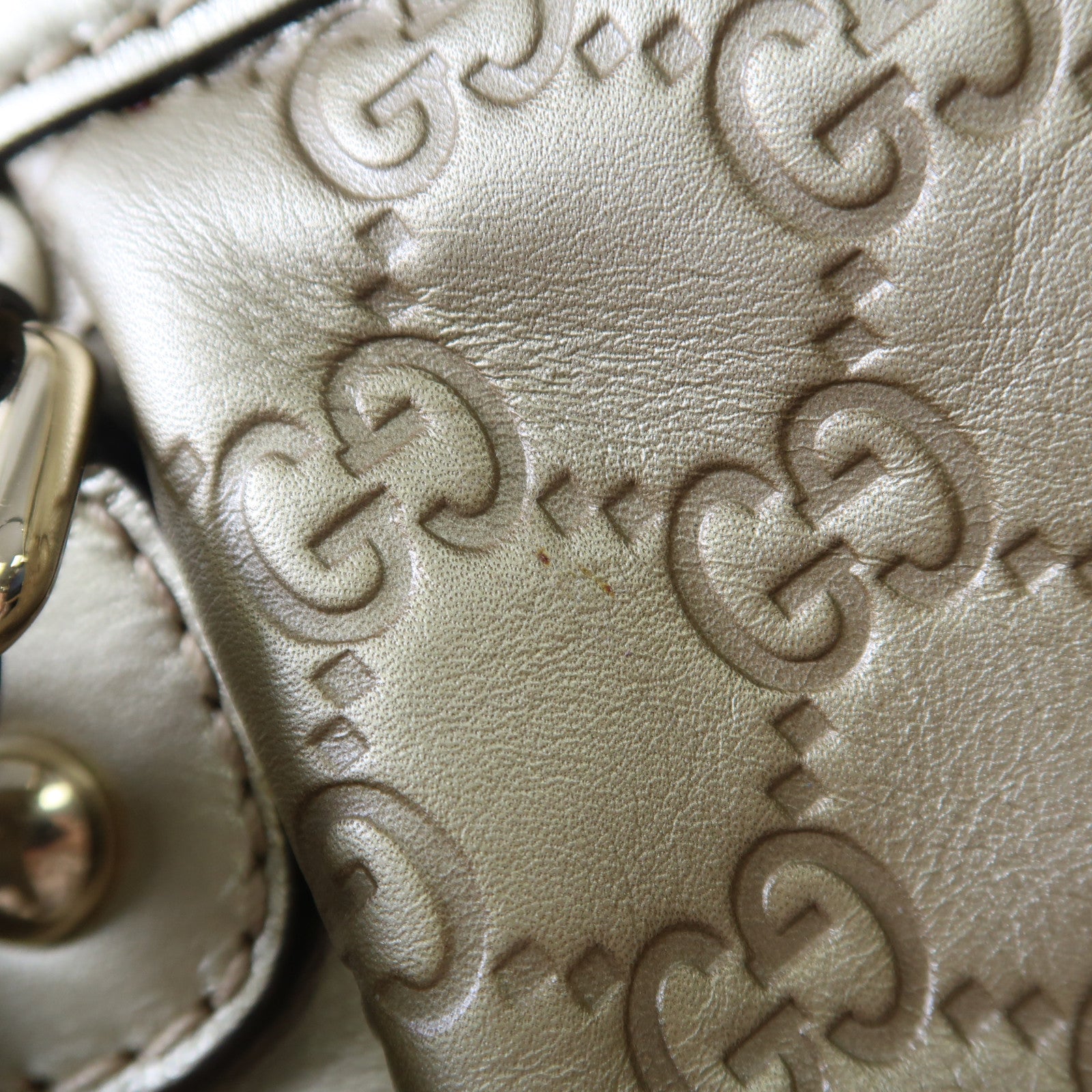 GUCCI 牛皮皮革2 Way Shoulder金扣手挽肩背兩用袋金色