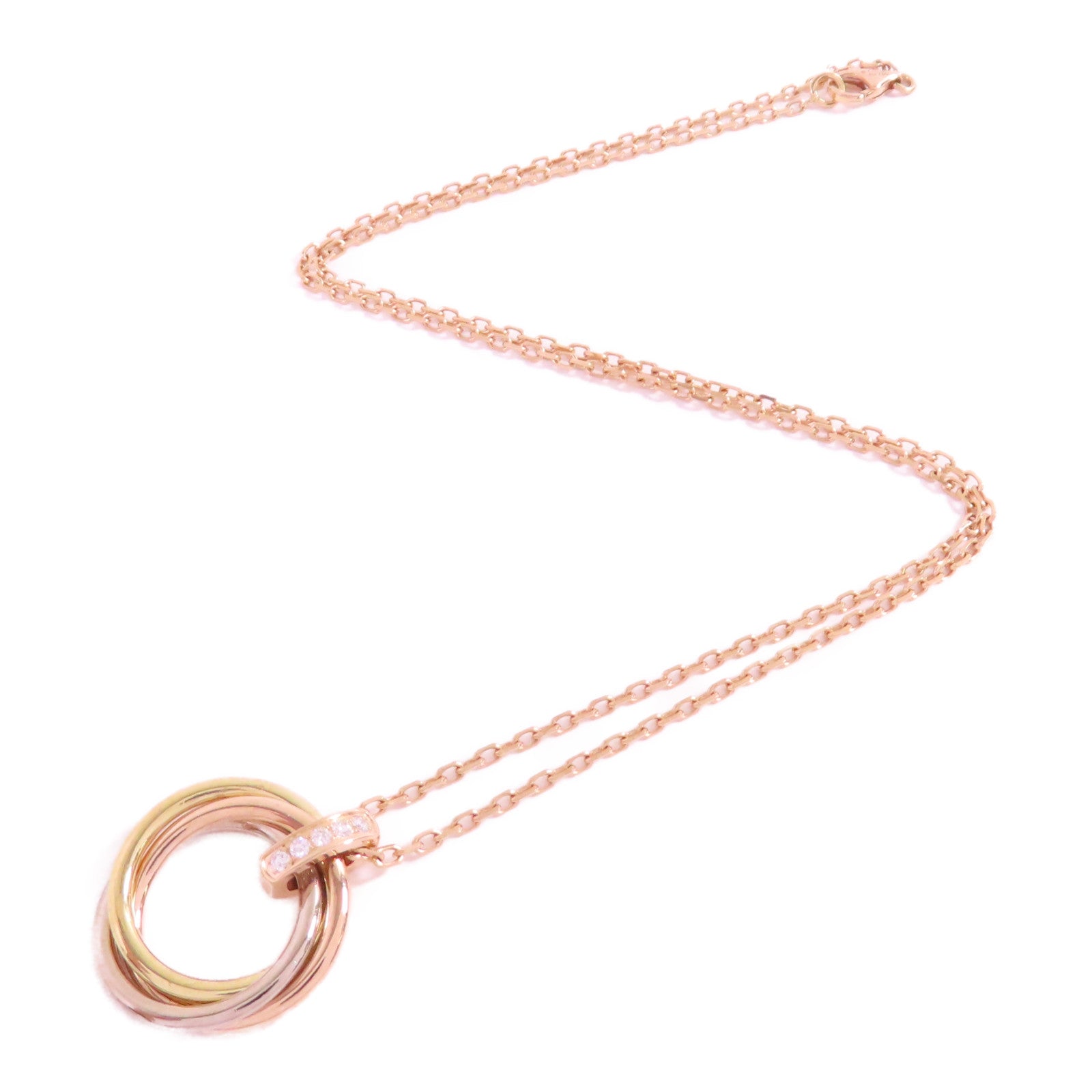 CARTIER 18K玫瑰金/黃金/白金/鑽石Trinity Diamond Necklace金扣項鏈