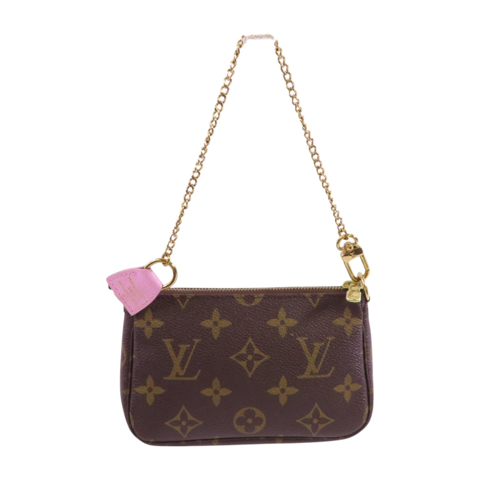LOUIS VUITTON Monogram Mini Pochette金扣鏈帶手拿包