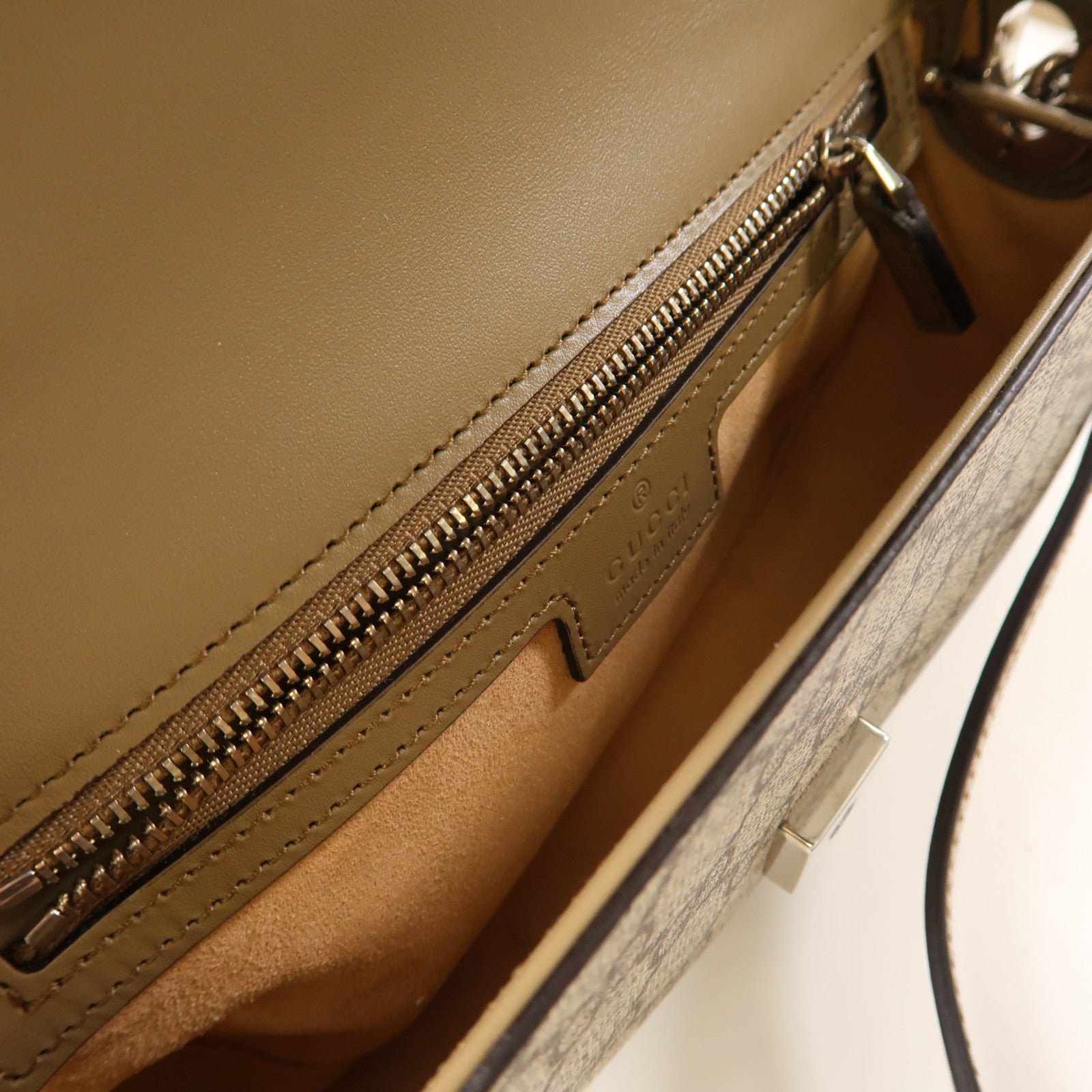 GUCCI 塗層帆布Mini Petite GG銀扣手挽肩背兩用袋啡色