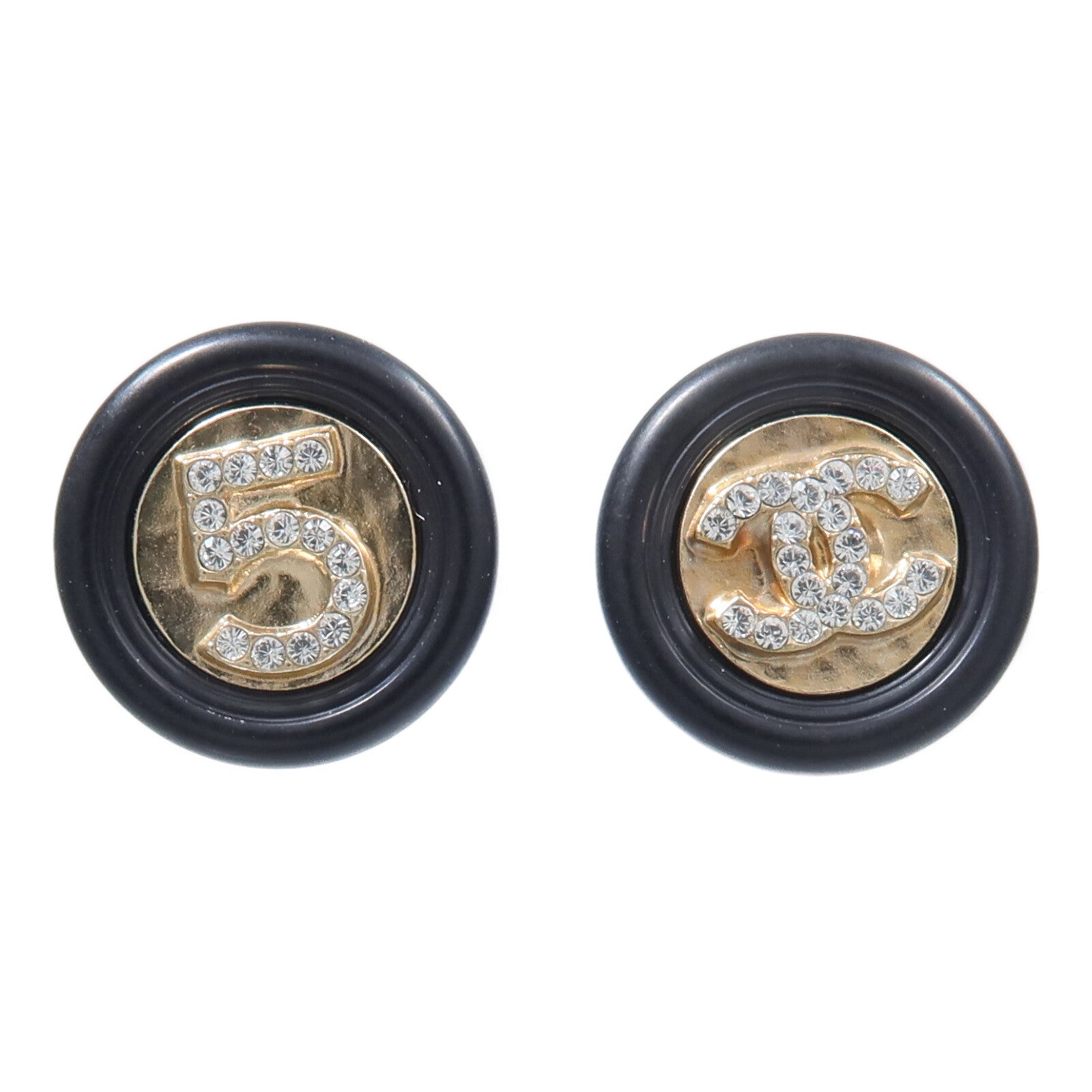 CHANEL PVC/金屬Button Stud Earrings耳環
