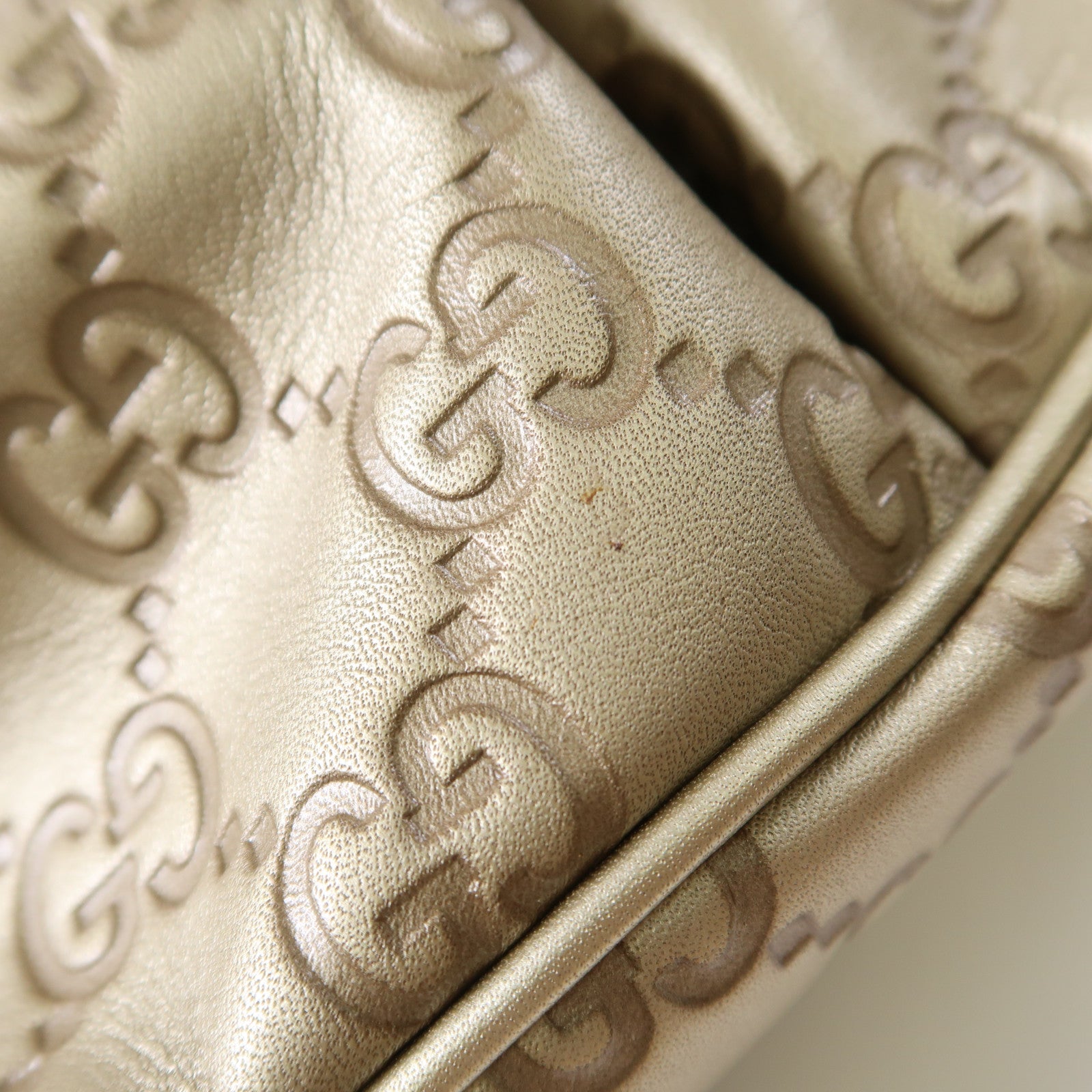 GUCCI 牛皮皮革2 Way Shoulder金扣手挽肩背兩用袋金色