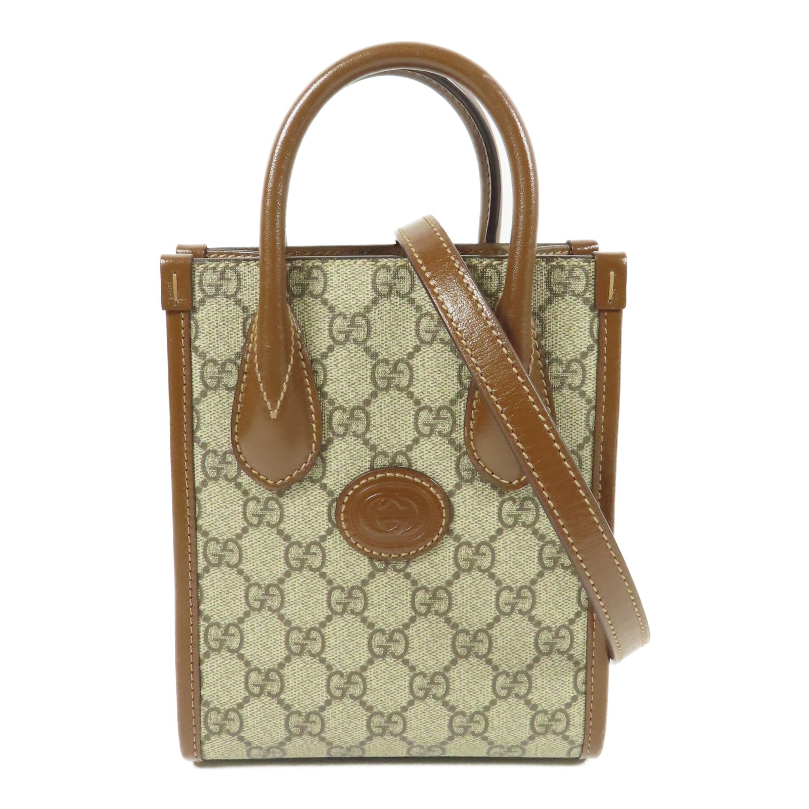 GUCCI GG GHW Retro 2Way Shoulder Bag Handbag Coated Canvas Brown