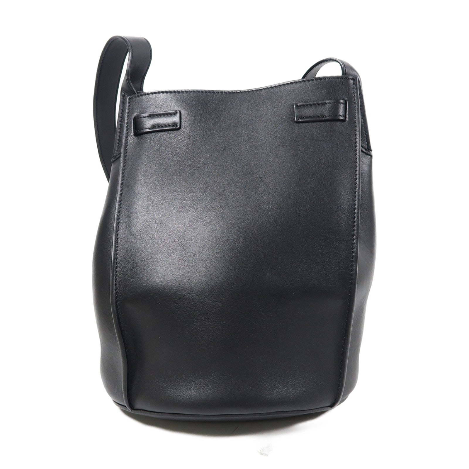 CELINE 【激減優惠】牛皮皮革Bucket W Long Strap銀扣肩背袋黑色