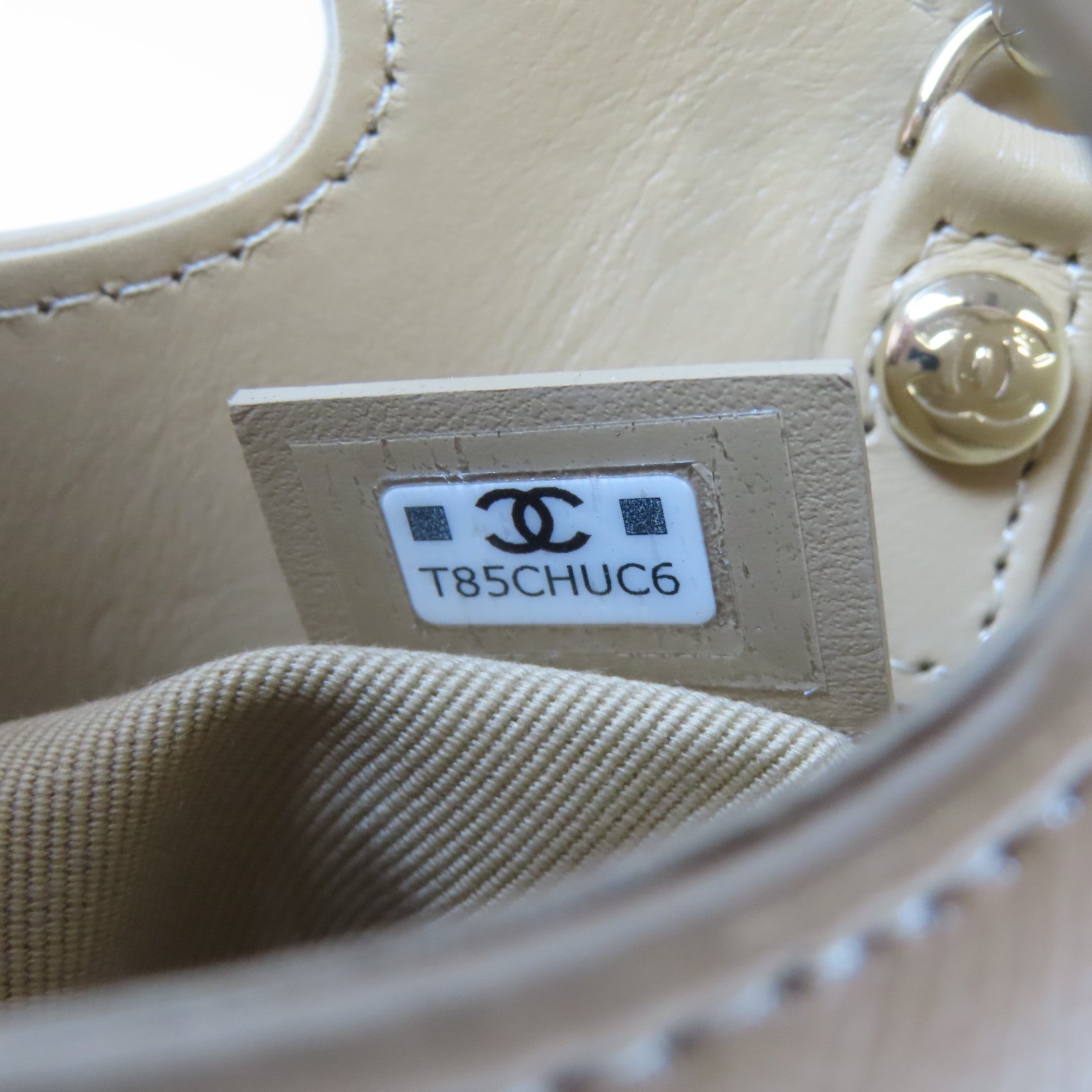 CHANEL 菱格牛皮皮革Nano 31 2 Way Chain Shoulder Bag金扣鏈帶手挽肩背兩用袋米色